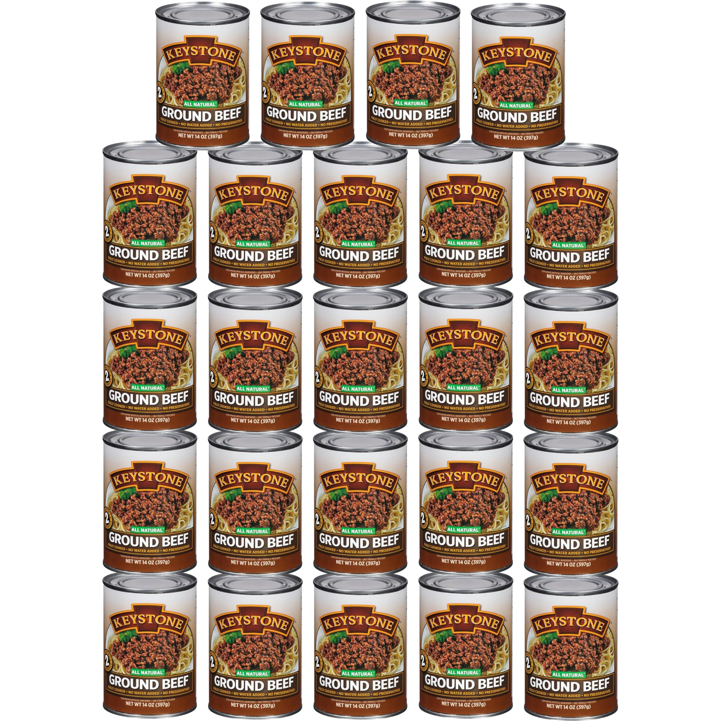 Keystone All Natural Ground Beef 14 Ounce Long Term Emergency Survival Food Canned Meat | Fully Cooked Ready To Eat | Gluten Free Family Pack Of 24
