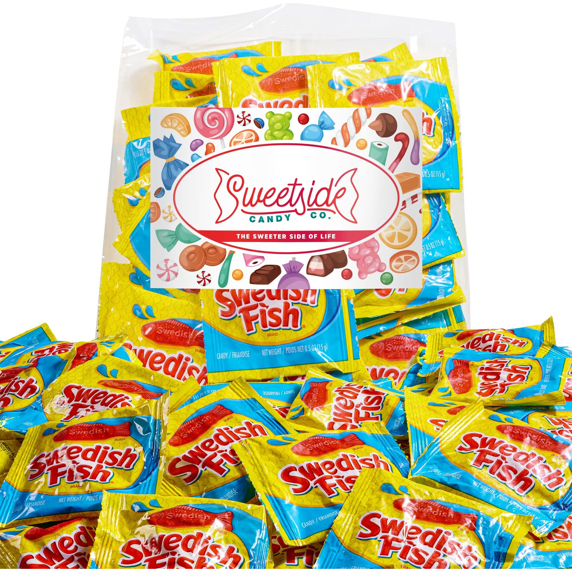 Candy In Bulk Swedishfish Soft & Chewy Fun Size Sharing Bag - Original Sweet & Chewy Red Fish Candy Individually Wrapped Treats, Movie Theater Candy, Office Desk And Reception, And Party Bags, 2Lb