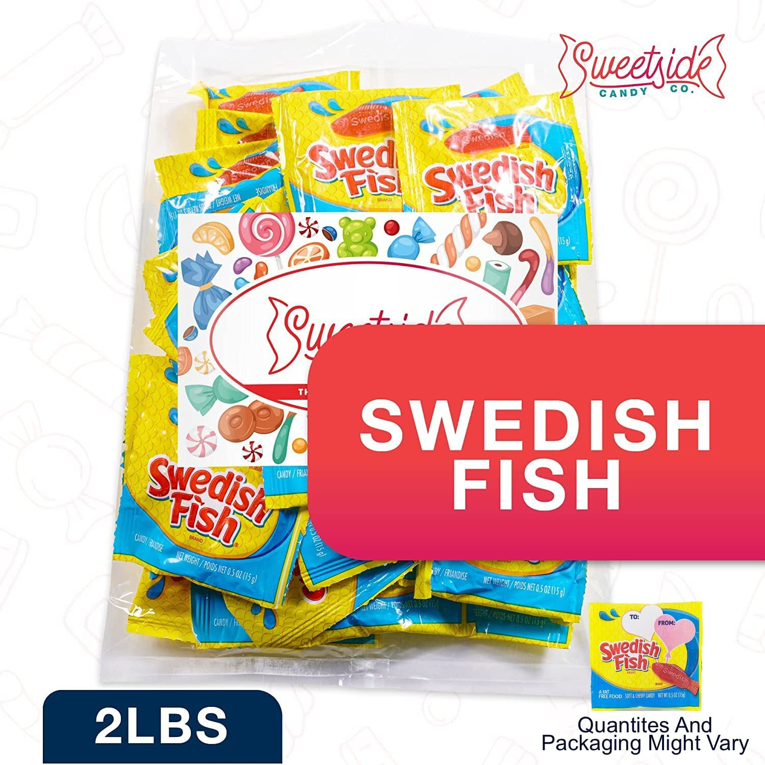 Candy In Bulk Swedishfish Soft & Chewy Fun Size Sharing Bag - Original Sweet & Chewy Red Fish Candy Individually Wrapped Treats, Movie Theater Candy, Office Desk And Reception, And Party Bags, 2Lb