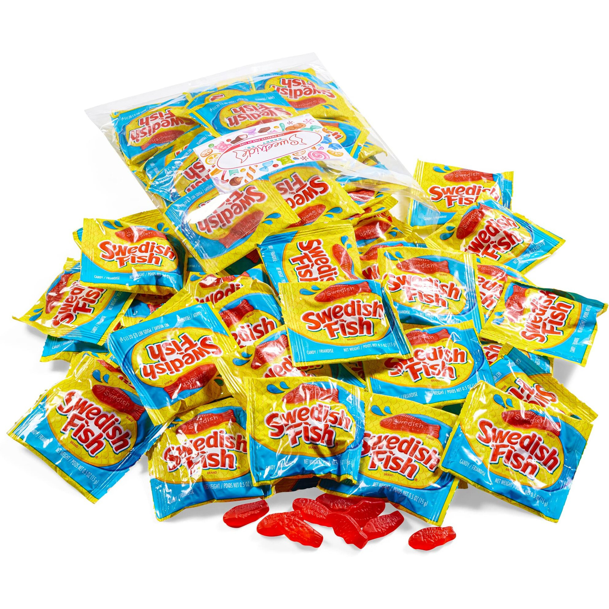 Candy In Bulk Swedishfish Soft & Chewy Fun Size Sharing Bag - Original Sweet & Chewy Red Fish Candy Individually Wrapped Treats, Movie Theater Candy, Office Desk And Reception, And Party Bags, 2Lb