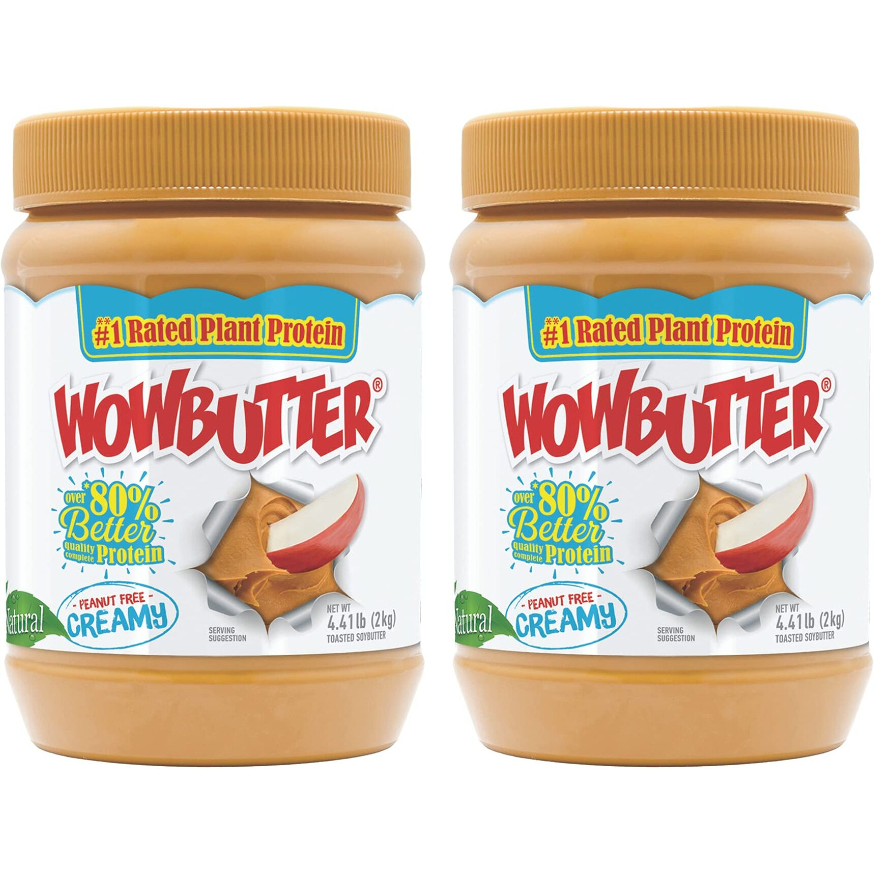 Wowbutter Natural Peanut Free Creamy 4.4Lb Jars, 2 Pack