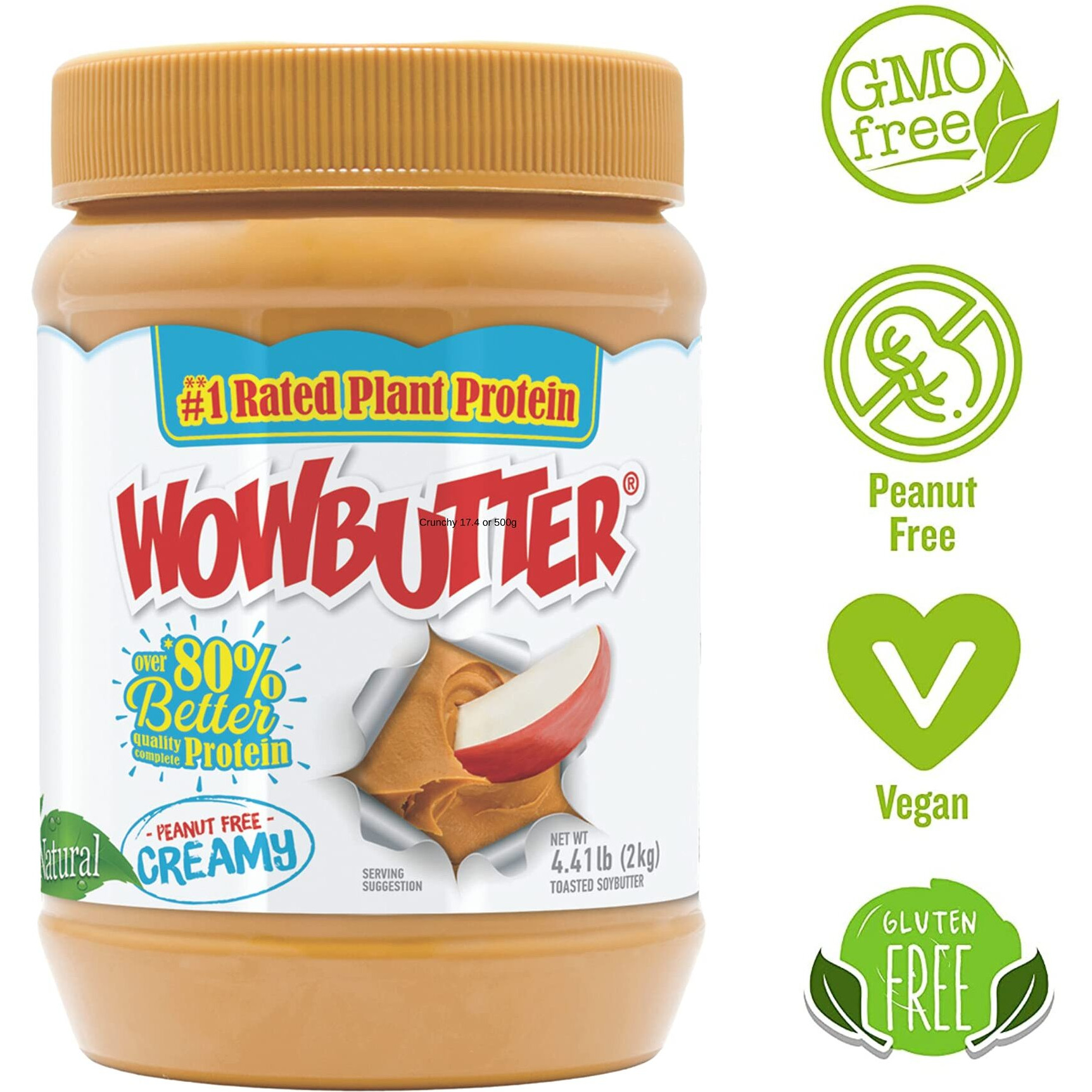 Wowbutter Natural Peanut Free Creamy 4.4Lb Jars, 2 Pack