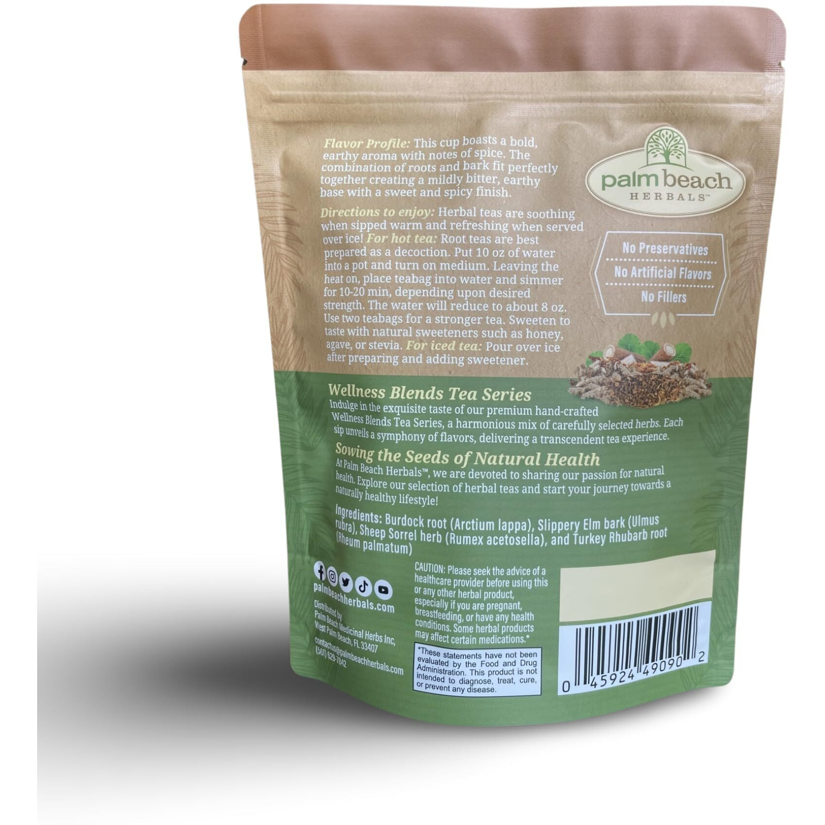 Essiac Tea By Palm Beach Herbals, 30 Count Tea Bags, Caffeine-Free | Wellness Blends Tea Series