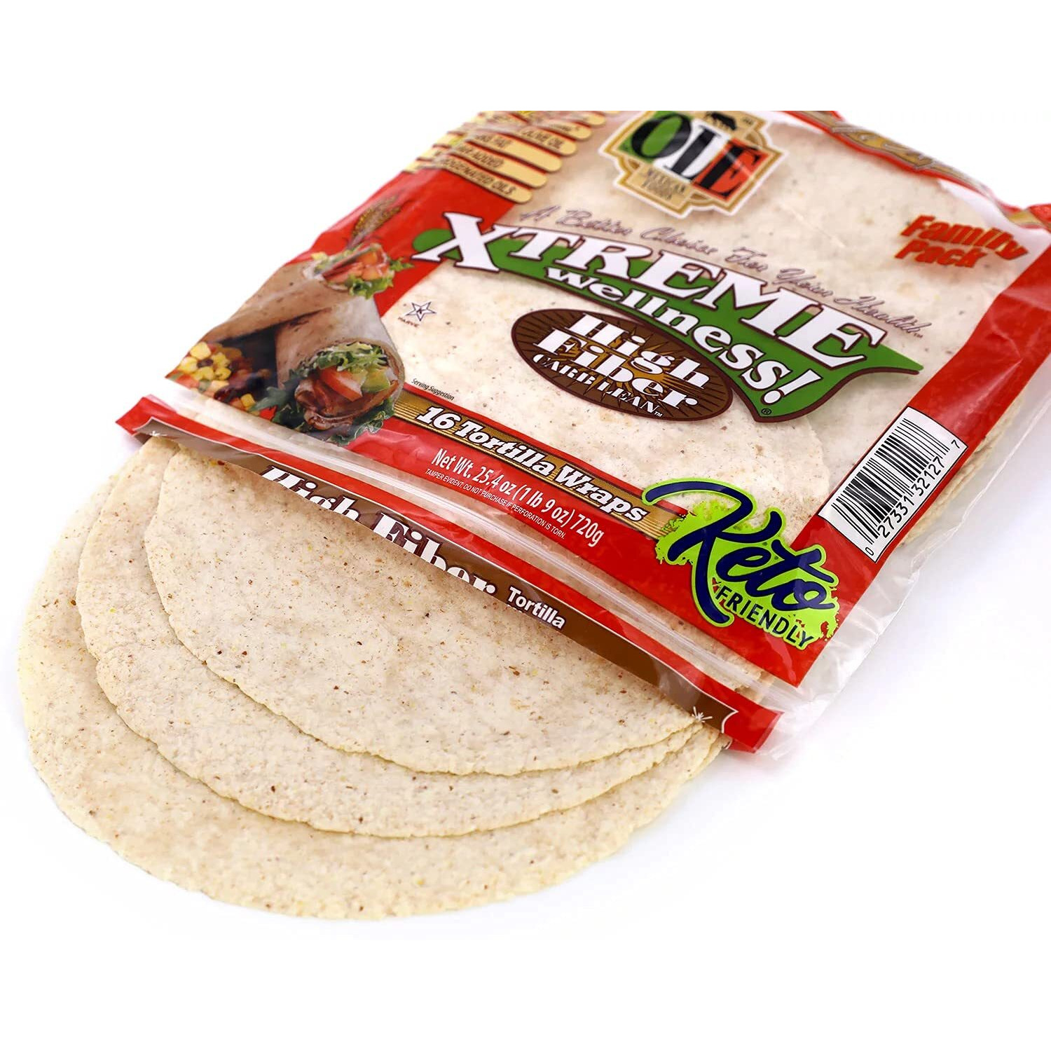 Ole Mexican Foods Xtreme Wellness High Fiber Low Carb Keto Friendly - 16 Tortilla Wraps (Pack Of 2) 32 Total Wraps