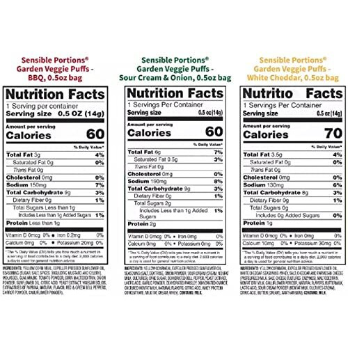 Sensible Portions Garden Veggie Puffs Variety Pack, 0.5 Ounce (Pack Of 36)