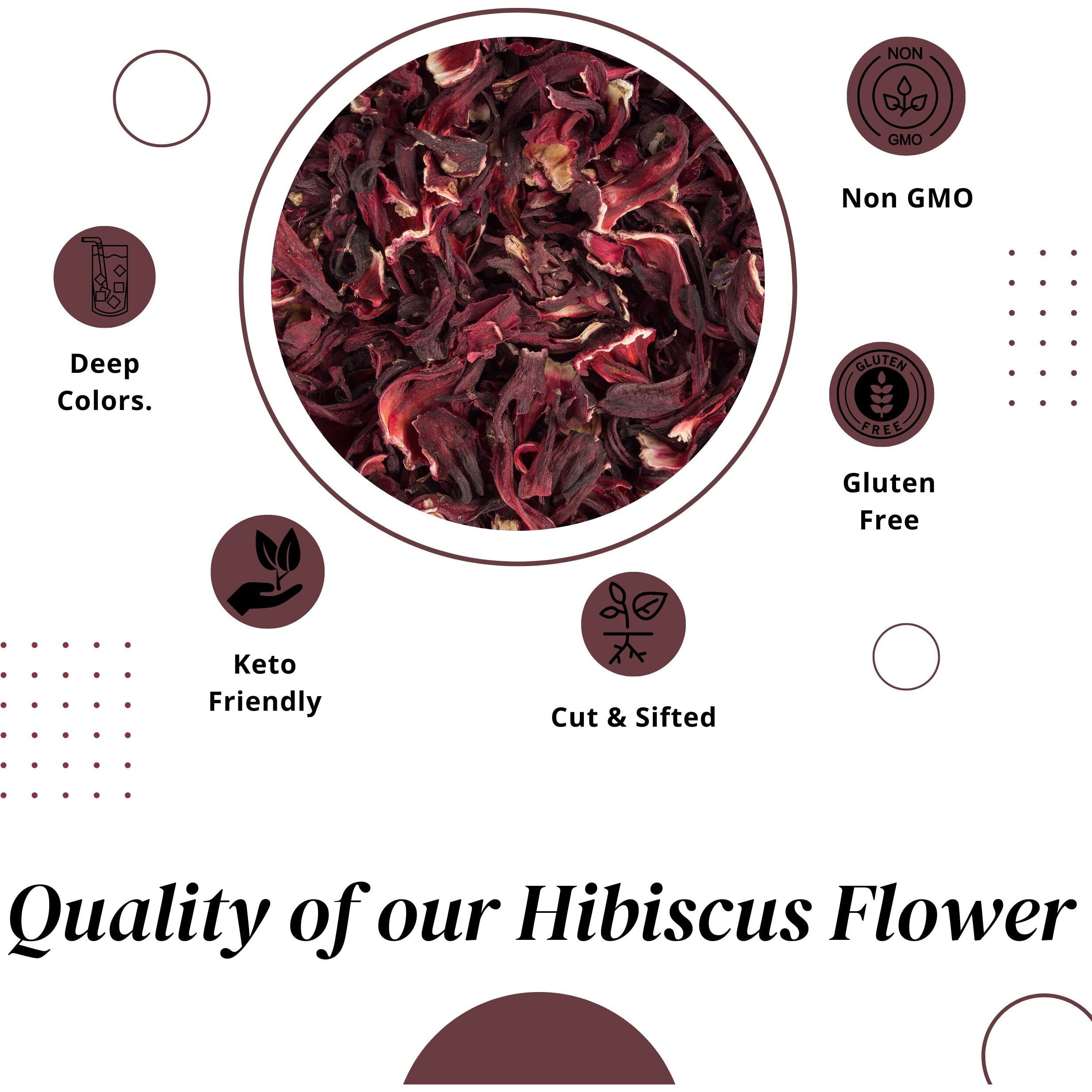 Zavbe Hibiscus Tea 2Lbs Dried Hibiscus Flower Perfect For Hibiscus Tea Loose Leaf, Flor De Jamaica, Cut And Sifted Packaged In Resealable Bag Hot & Iced Tea, Whole Flowers And Petals. (32, Ounces)