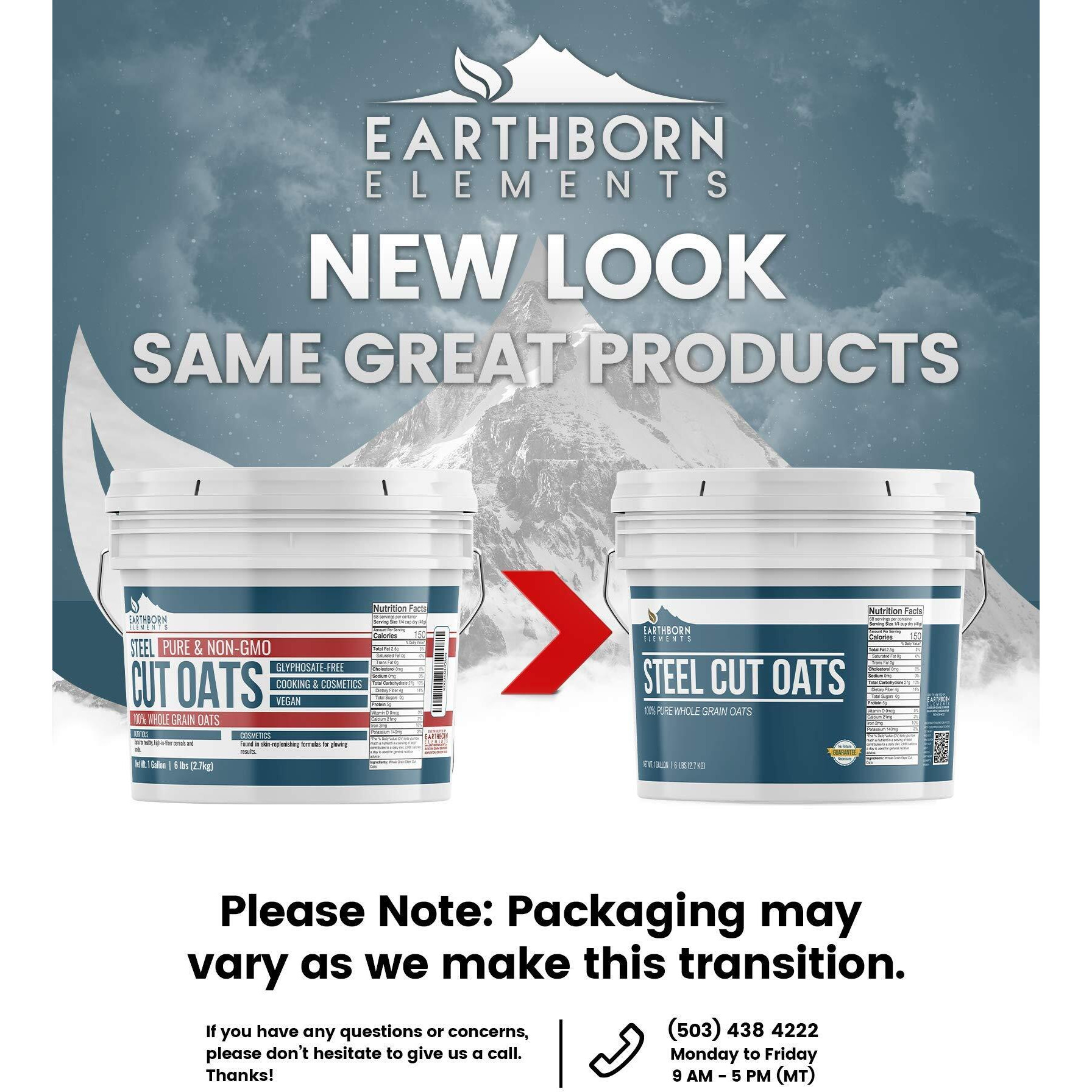 Earthborn Elements Steel Cut Oats (1 Gallon), Also Called Irish Oatmeal, Breakfast, Resealable Bucket