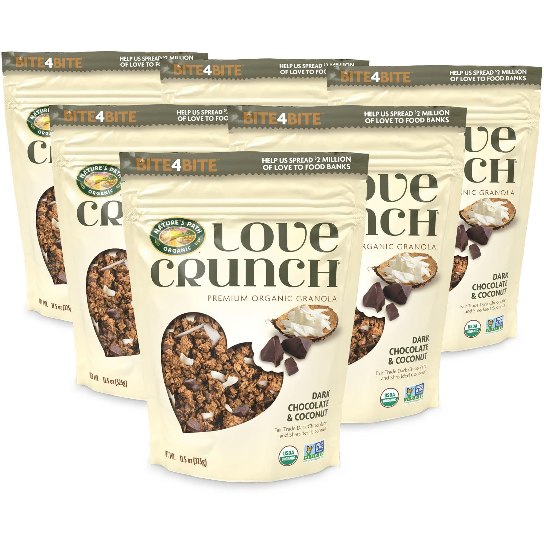 Love Crunch Organic Dark Chocolate Macaroon Granola, 11.5 Ounce (Pack Of 6), Non-Gmo, Fair Trade, By Nature's Path