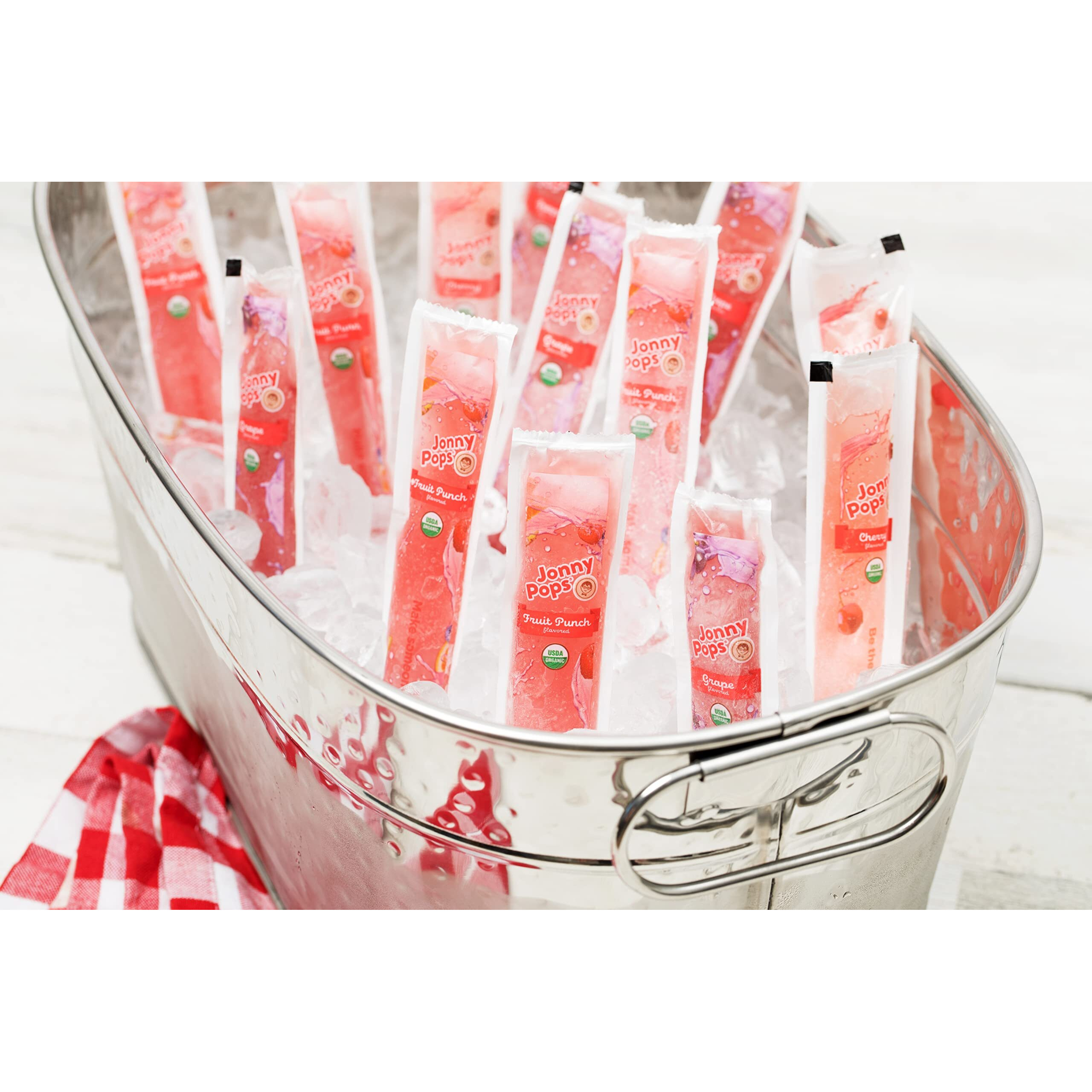Jonnypops Organic Freezer Pops Variety Pack - Grape, Cherry, Fruit Punch - Top 8 Allergen Free, Vegan & Kosher (24 Count - 2 Pack)