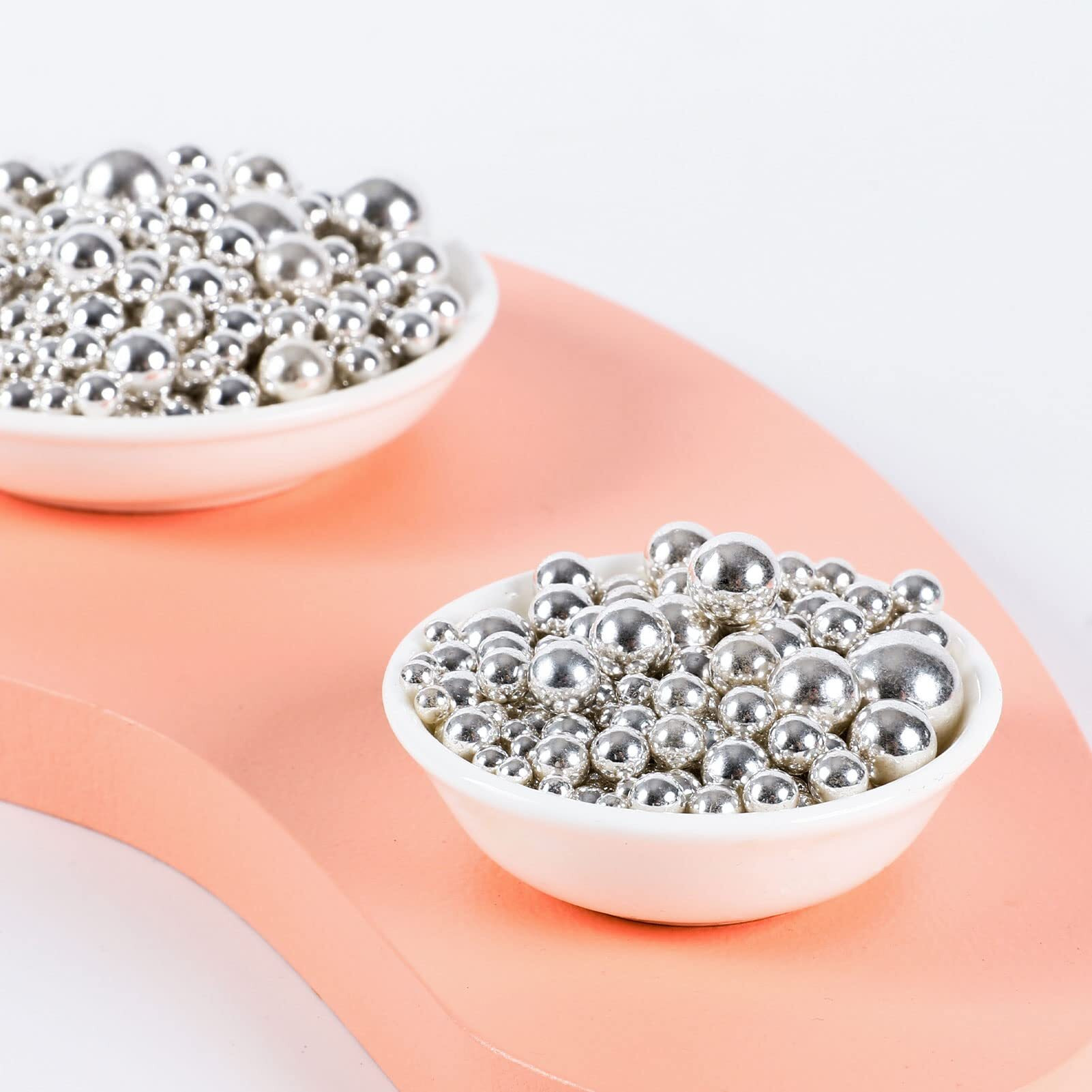 Kasvan Silver Pearl Sugar Sprinkles - Edible Candy Pearls 130G/4.58 Oz, Mix Size, Baking Cake Decorations, Ice Cream Toppings And Cookie Decorating, Wedding Party Chirstmas Supplies