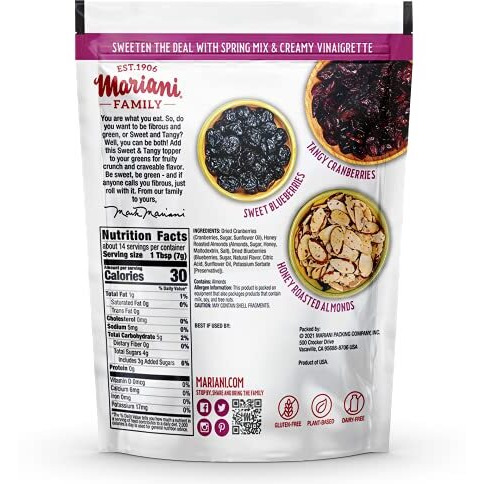 Mariani Dried Fruit, Salad Toppers, Sweet & Tangy, 3.5 Oz