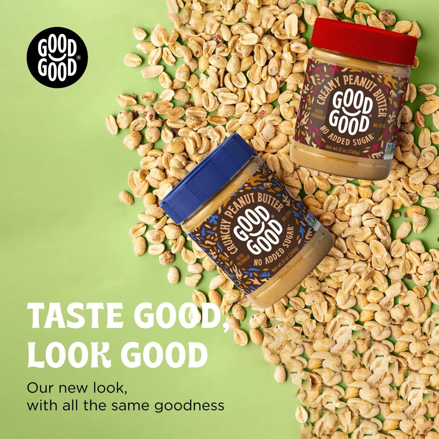 Good Good Creamy Peanut Butter Keto Friendly - Low Carb & No Added Sugars - Vegan - No Palm Oil Or Preservatives - Non-Gmo - 12 Oz / 340G (Pack Of 1)