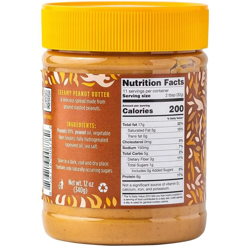 Good Good Creamy Peanut Butter Keto Friendly - Low Carb & No Added Sugars - Vegan - No Palm Oil Or Preservatives - Non-Gmo - 12 Oz / 340G (Pack Of 1)