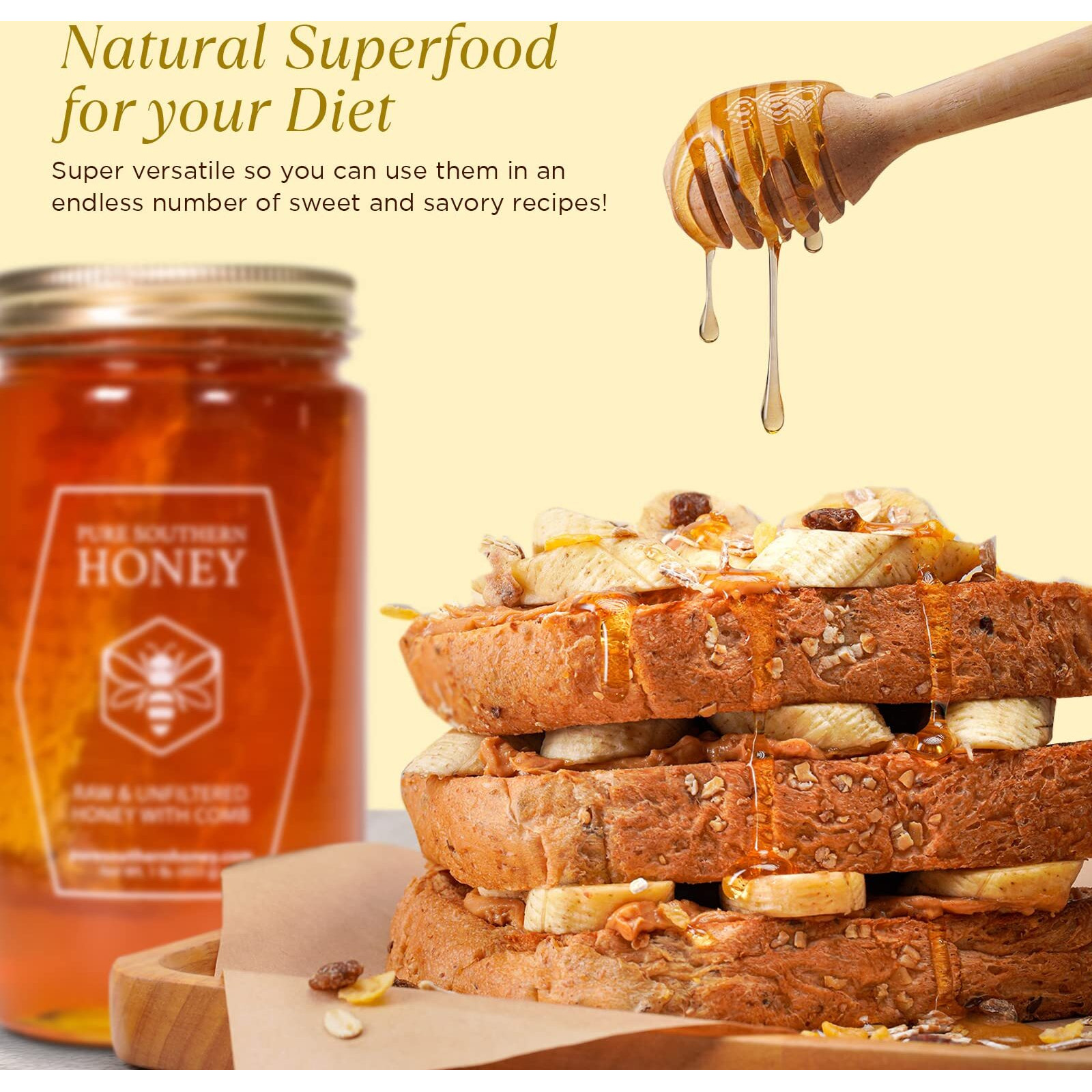 1 Lb. 100% Raw & Unfiltered Gallberry Honey With Comb - American Made By Pure Southern Honey