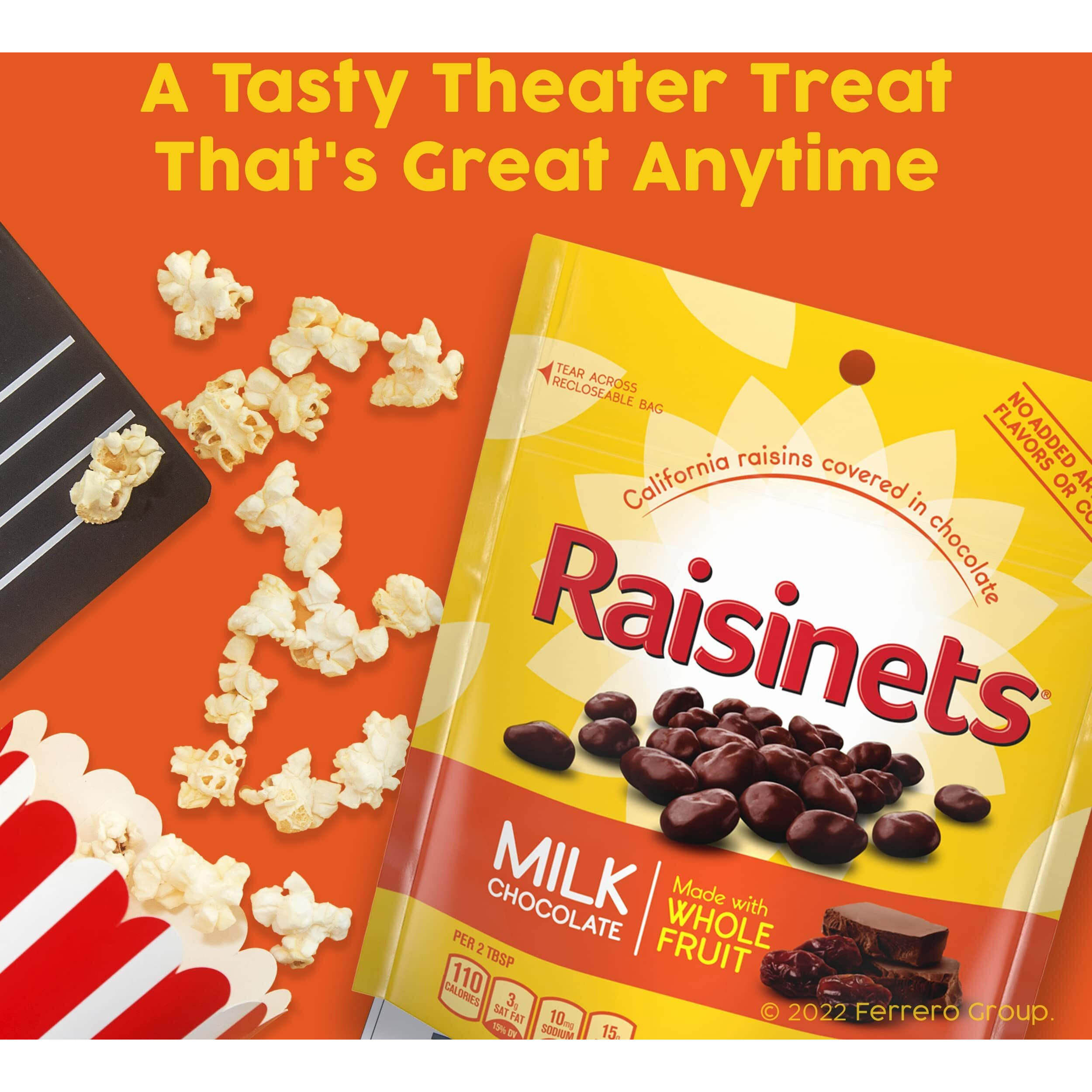 Raisinets, Milk Chocolate Covered California Raisins, Movie Theater Candy Box, 3.1 Oz Each, Bulk 15 Pack