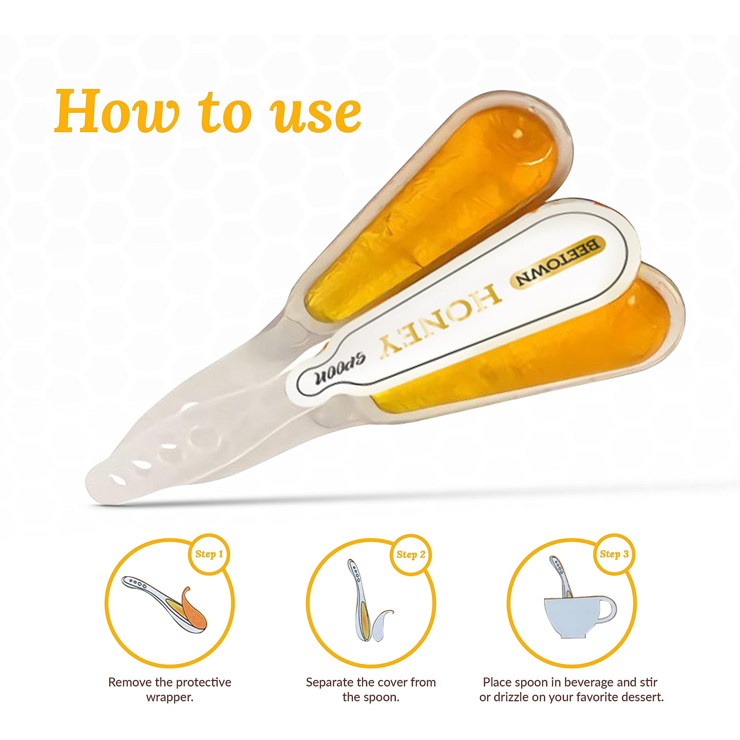 Elephant Park 100% Raw Unfiltered Honey Spoon Stirrer 20 Pack Premium Us Grade A Non-Gmo Individually Wrapped And Sealed On The Go Single Serve Natural Sweetener