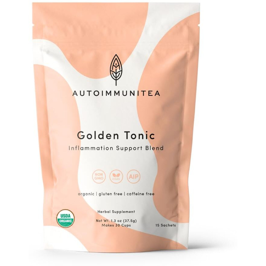 Organic Turmeric Ginger Tea - Aip Diet, Whole 30, Paleo Friendly, Golden Tonic Herbal Blend - Ayurvedic Rooibos Herbs, 100% Organic Gluten-Free