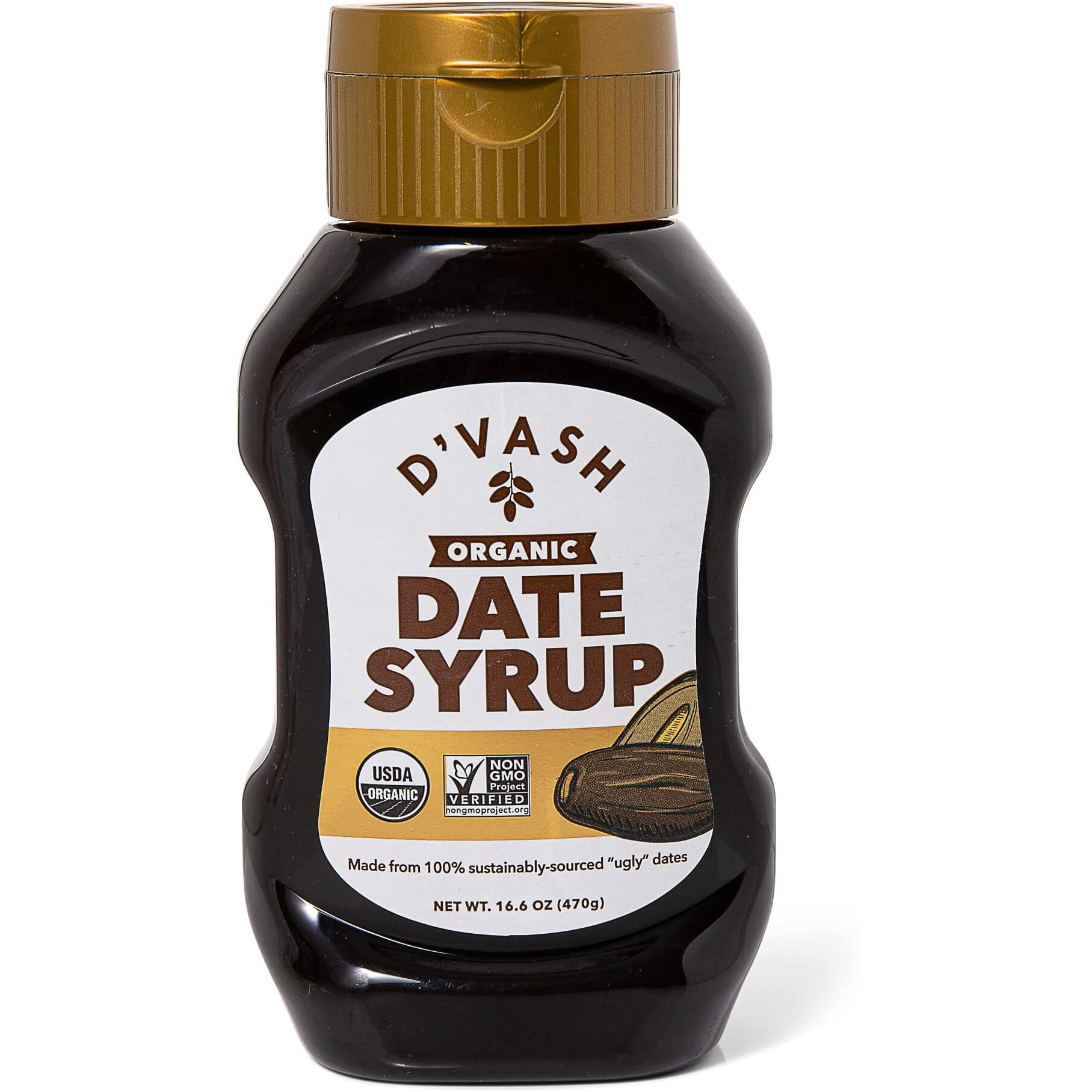 Organic Date Syrup 1 Ingredient 100% Dates | D'Vash Organics | 16.6 Oz Squeeze Bottle | California Dates, Non-Gmo, Vegan, No Added Sugar, Sugar Substitute, Gluten Free And Kosher |