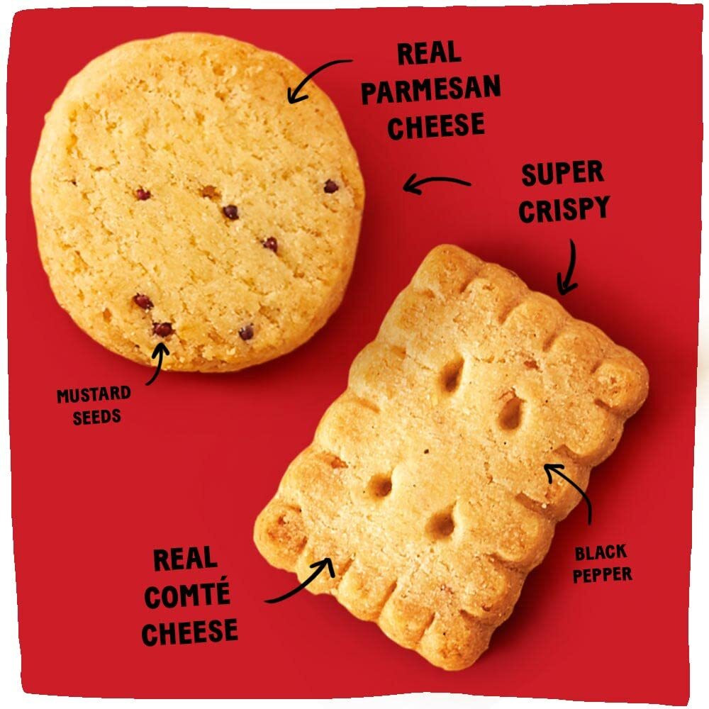 Michel Et Augustin Cheese Crackers, Variety Pack 2 Parmesan And 1 Comt   Cheese, Crispy Gourmet Snacks, Savory Snacks Party Crackers, 3-Pack, 3.5 Oz. Bags