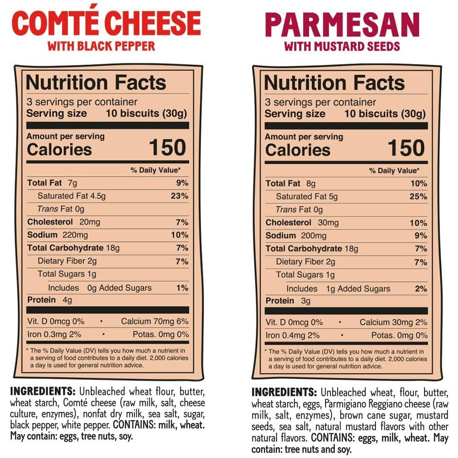 Michel Et Augustin Cheese Crackers, Variety Pack 2 Parmesan And 1 Comt   Cheese, Crispy Gourmet Snacks, Savory Snacks Party Crackers, 3-Pack, 3.5 Oz. Bags