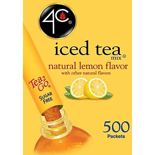 4C Powder Drink Stix, Lemon Tea 500 Count, Bulk Buy, Singles Stix, On The Go, Refreshing Water Flavorings, Value Pack