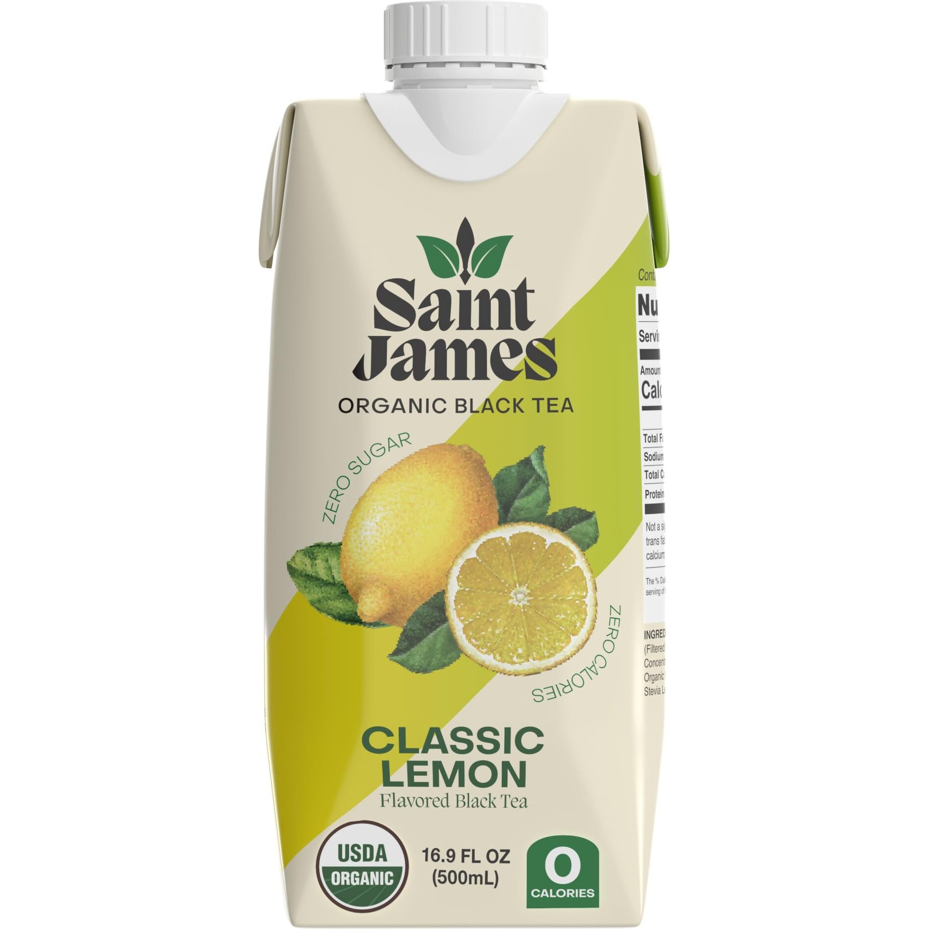 Saint James Iced Tea | Organic Black Tea | Organic, Non-Gmo Black Tea, 12 Pack (16.9Oz Each) (Classic Lemon)