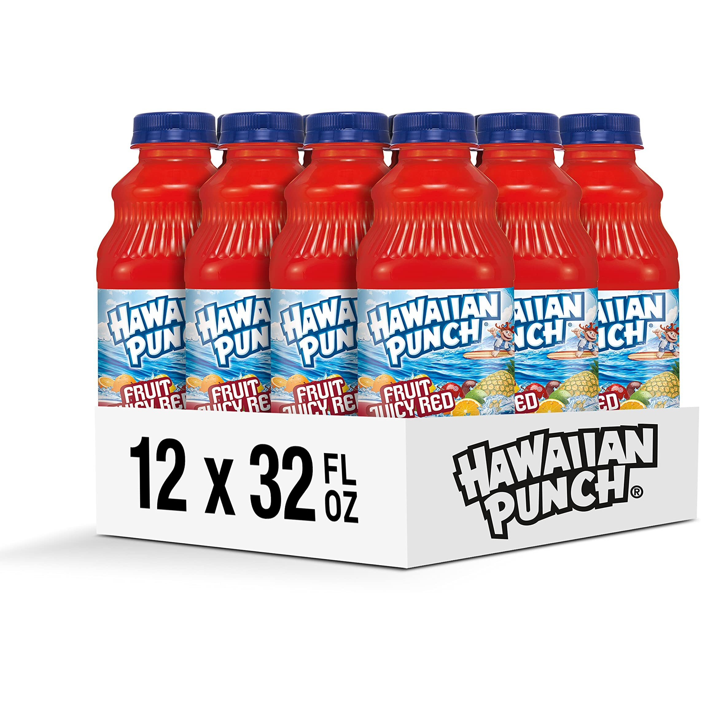 Hawaiian Punch Fruit Juicy Red Fruit Juice Drink, 32 Fl Oz Bottle (Pack Of 12), Caffeine-Free, Carbonation-Free, Gluten-Free, Excellent Source Of Vitamin C, Less Than 100 Calories