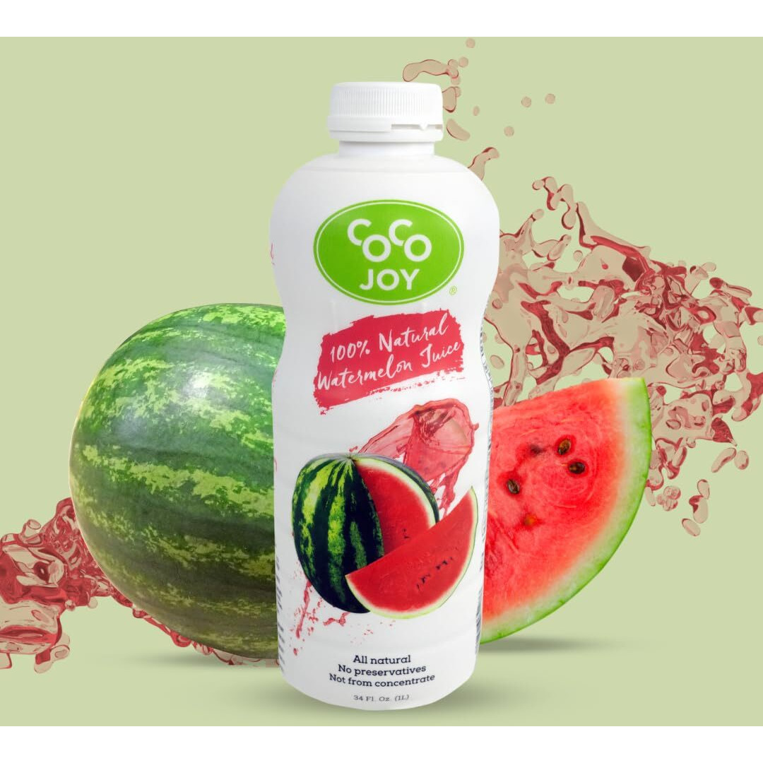 Coco Joy 100% Natural Watermelon Juice, (6-Pack) Fresh Low-Calorie Watermelon Drink With Electrolytes, Vitamins C And A, And Potassium