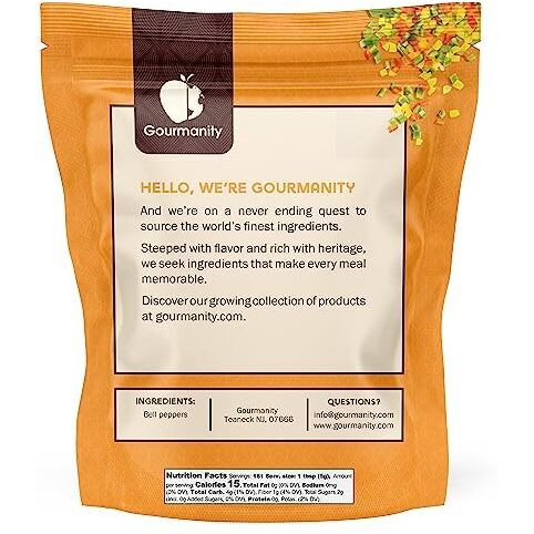 Gourmanity Dried Red And Green Bell Peppers Mix, Flavorful Diced Peppers Fresh And Appetizing, Perfect For Ramen Toppings Soups Stir-Frys And Stews, All Natural, Packed In A Resealable Bag 32Oz