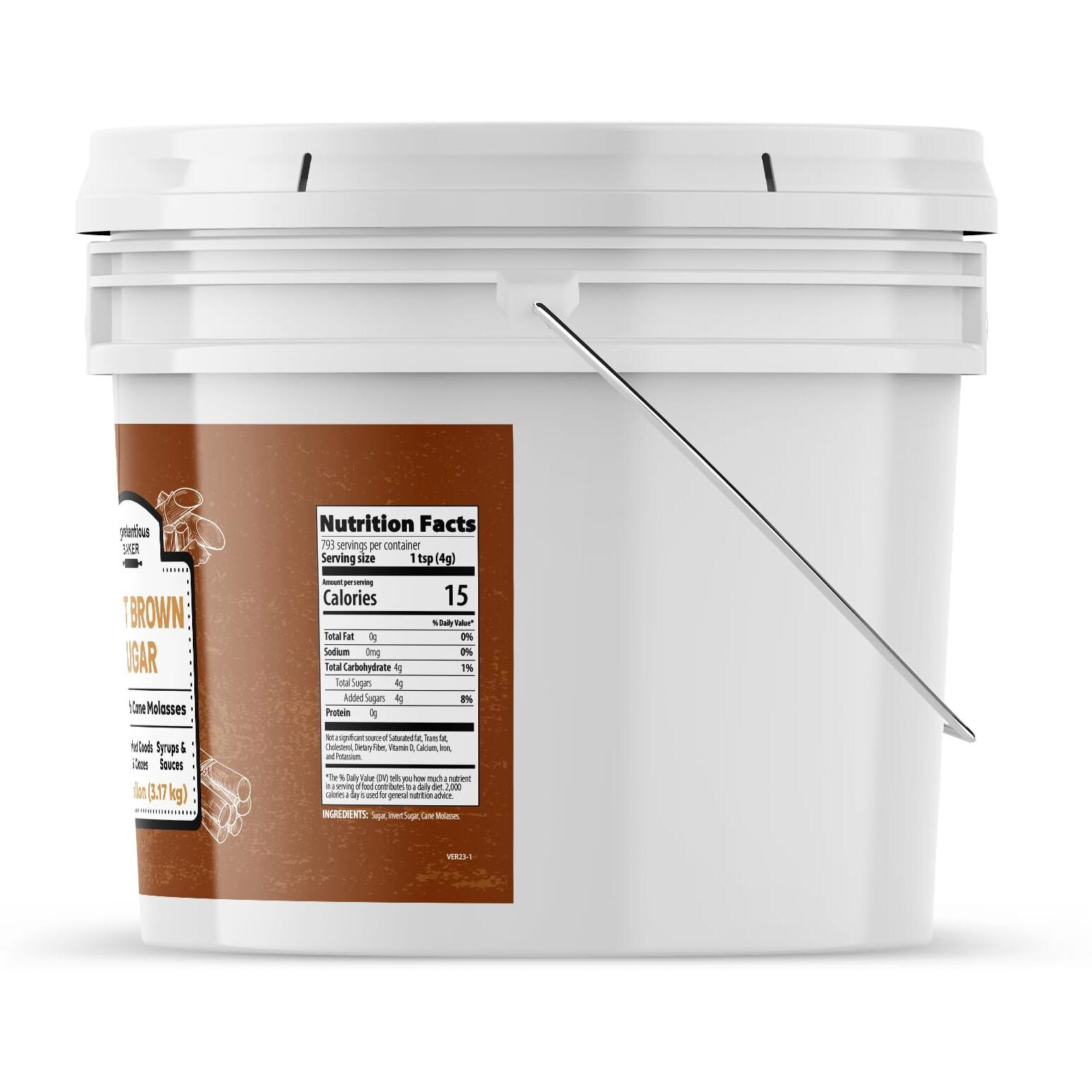 Unpretentious Light Brown Sugar, 1 Gallon, Made With Cane Molasses, Perfect For Desserts, Meat & Fruit