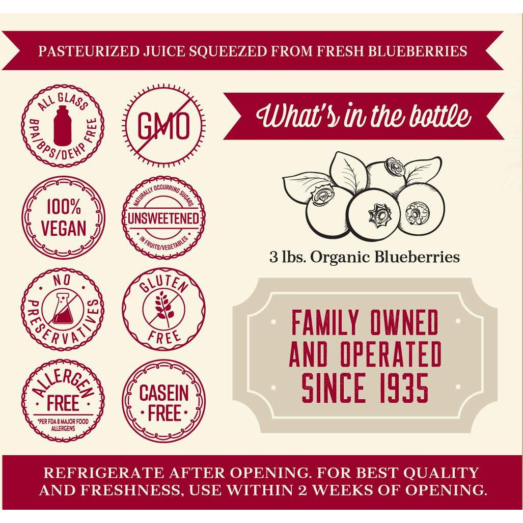 Lakewood Organic Pure Blueberry Juice, 32 Fl Oz (Pack Of 6)