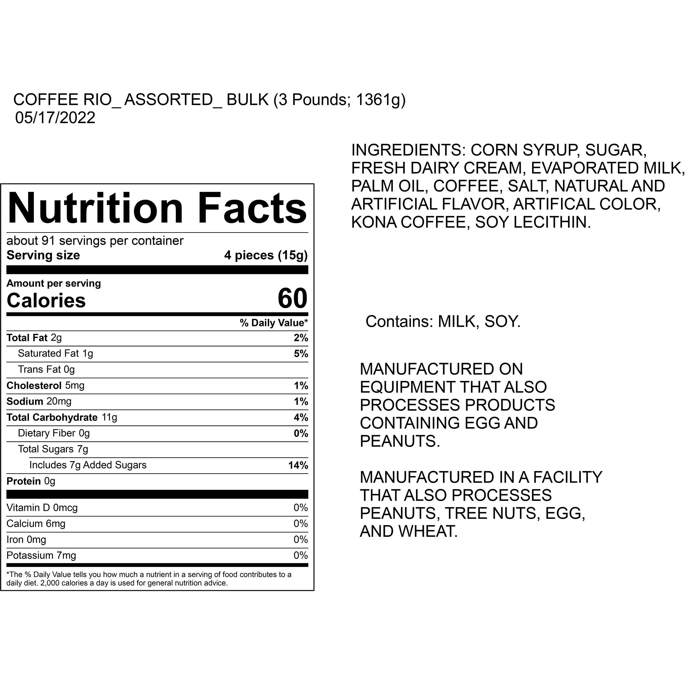 Coffee Rio Coffee Bulk Candy, 3 Pound Bag Individually Wrapped Coffee Candy, Kosher Candy (Assorted)