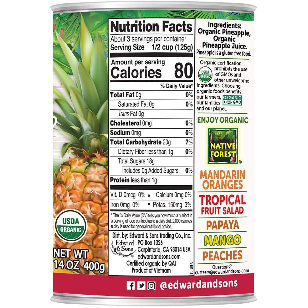 Native Forest Organic Pineapple Chunks, 14 Ounce Cans (Pack Of 6)