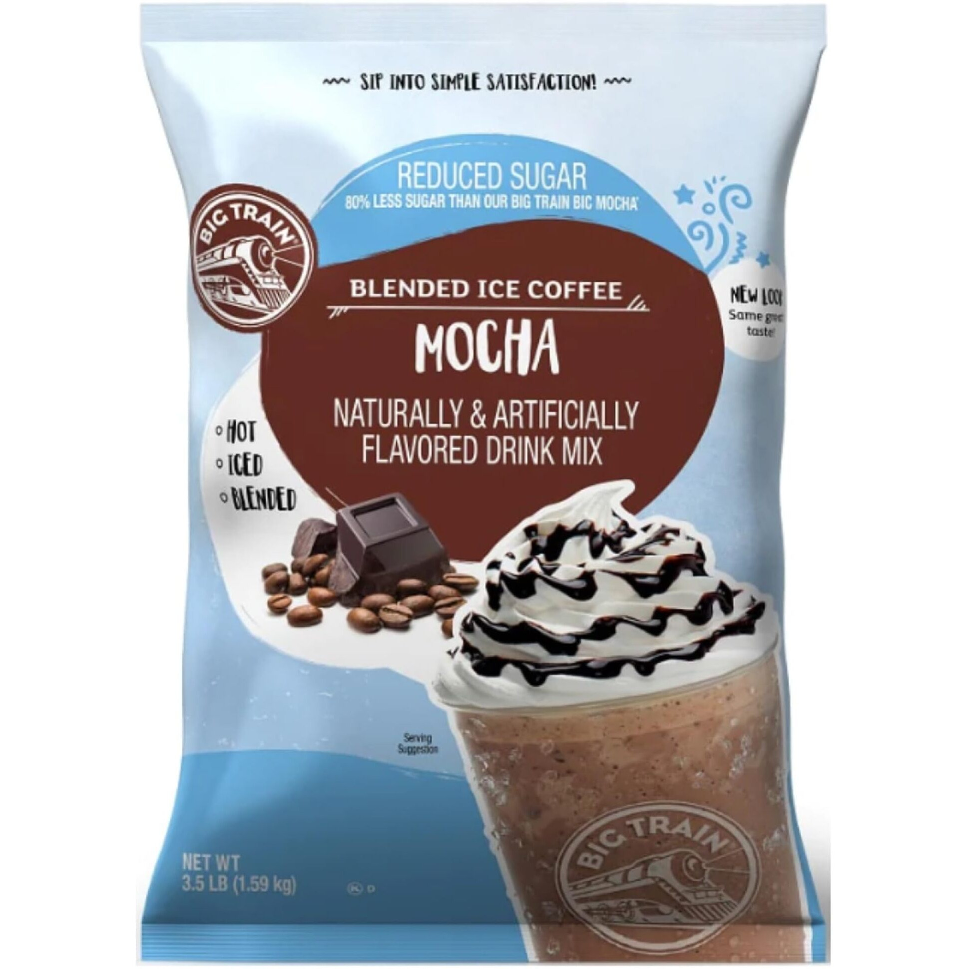 Big Train Reduced Sugar Mocha Blended Ice Coffee Beverage Mix, 3.5 Pound (Pack Of 1)