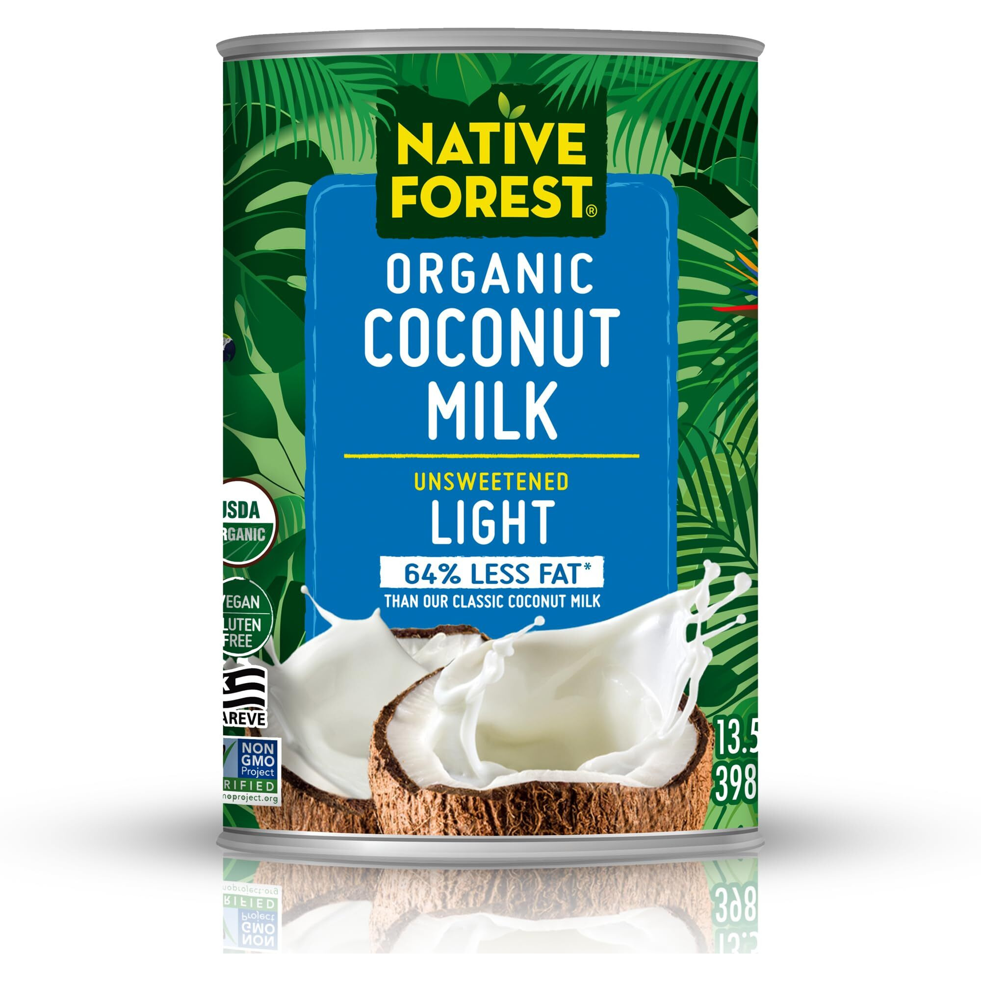 Native Forest Organic Light Coconut Milk - Lite Coconut Milk Canned, Organic Coconut Milk, Canned Coconut Milk Unsweetened - 13.5 Fl Oz (Pack Of 12)