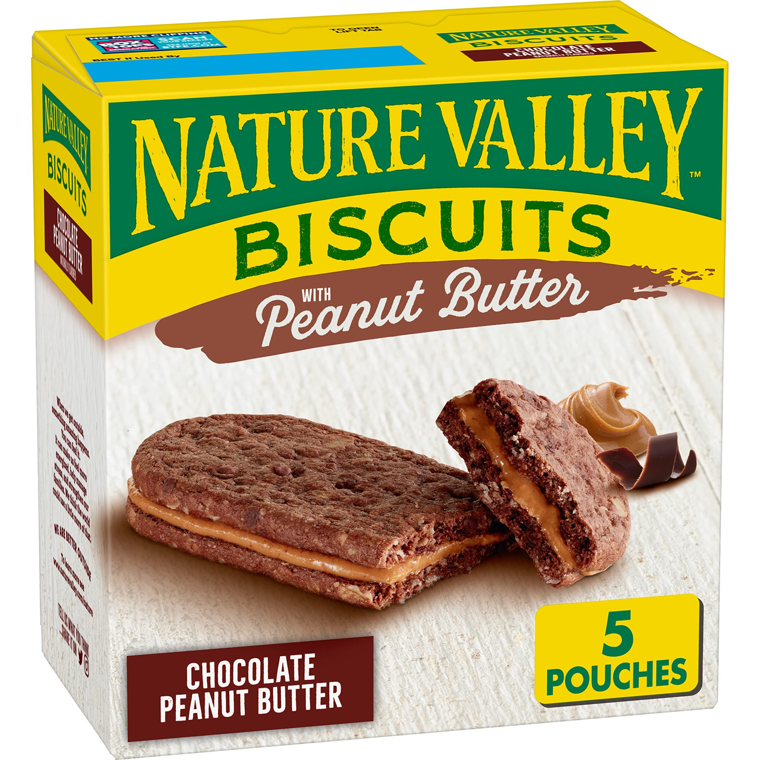 Nature Valley Biscuit Sandwiches, Chocolate Peanut Butter Snacks, 5 Ct, 6.75 Oz