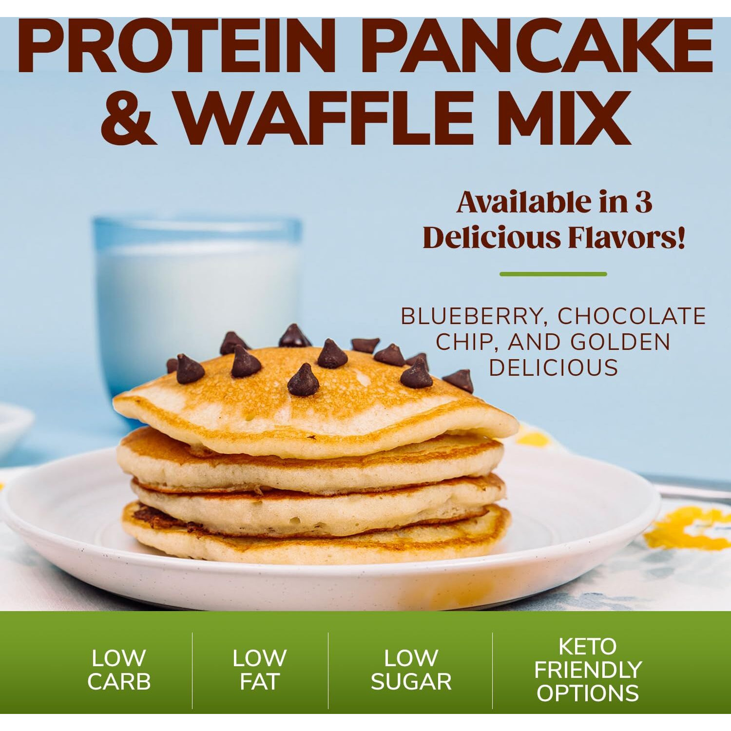 Bariwise Protein Pancake & Waffle Mix, Golden Delicious, Low Sugar & Low Carb (7Ct)