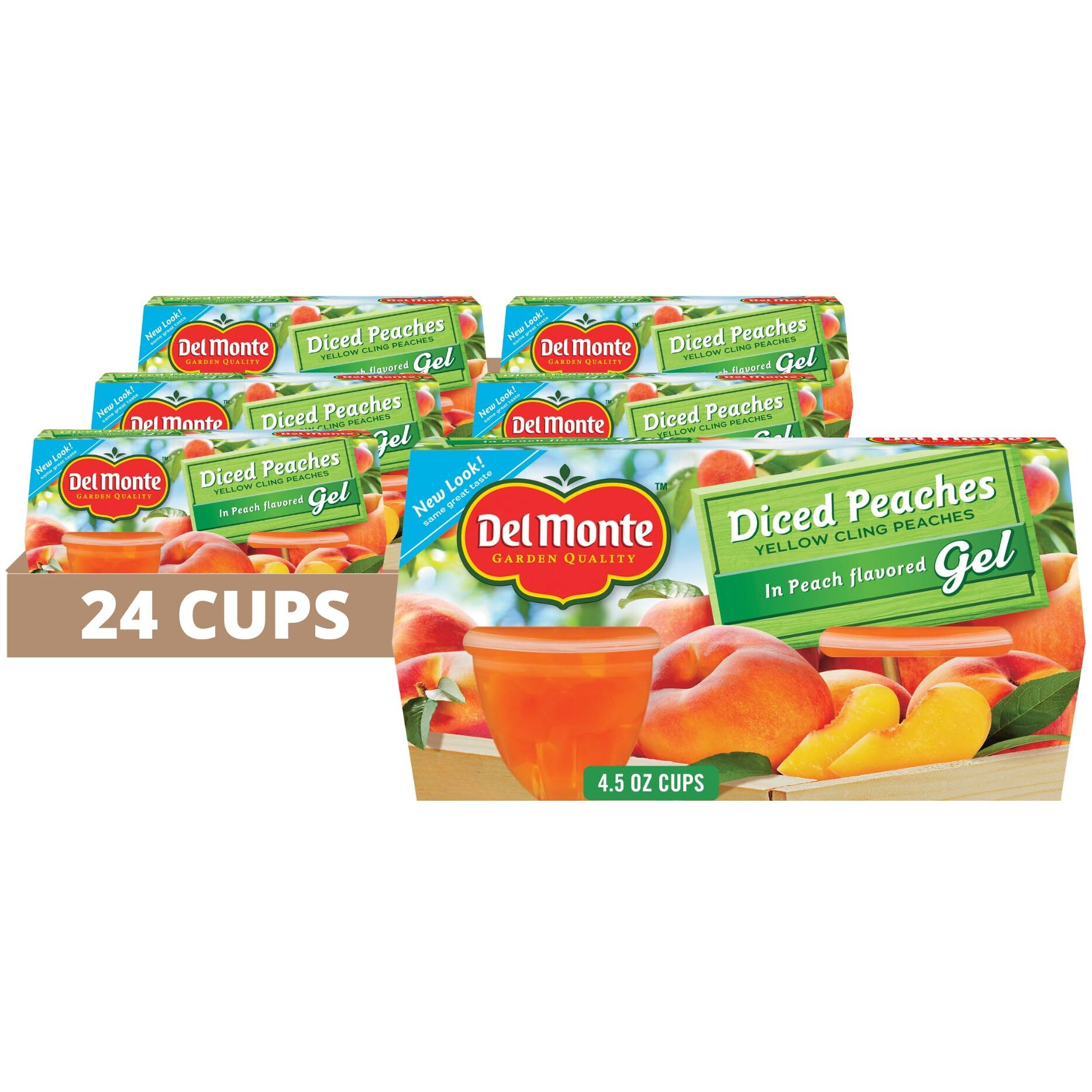 Del Monte Diced Peaches In Peach Flavored Gel Fruit Cups, 4.5 Ounce Cups (Pack Of 24)
