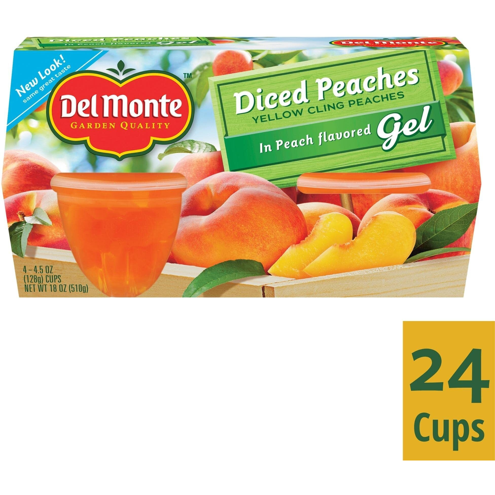 Del Monte Diced Peaches In Peach Flavored Gel Fruit Cups, 4.5 Ounce Cups (Pack Of 24)