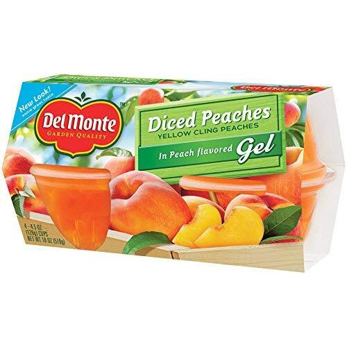 Del Monte Diced Peaches In Peach Flavored Gel Fruit Cups, 4.5 Ounce Cups (Pack Of 24)