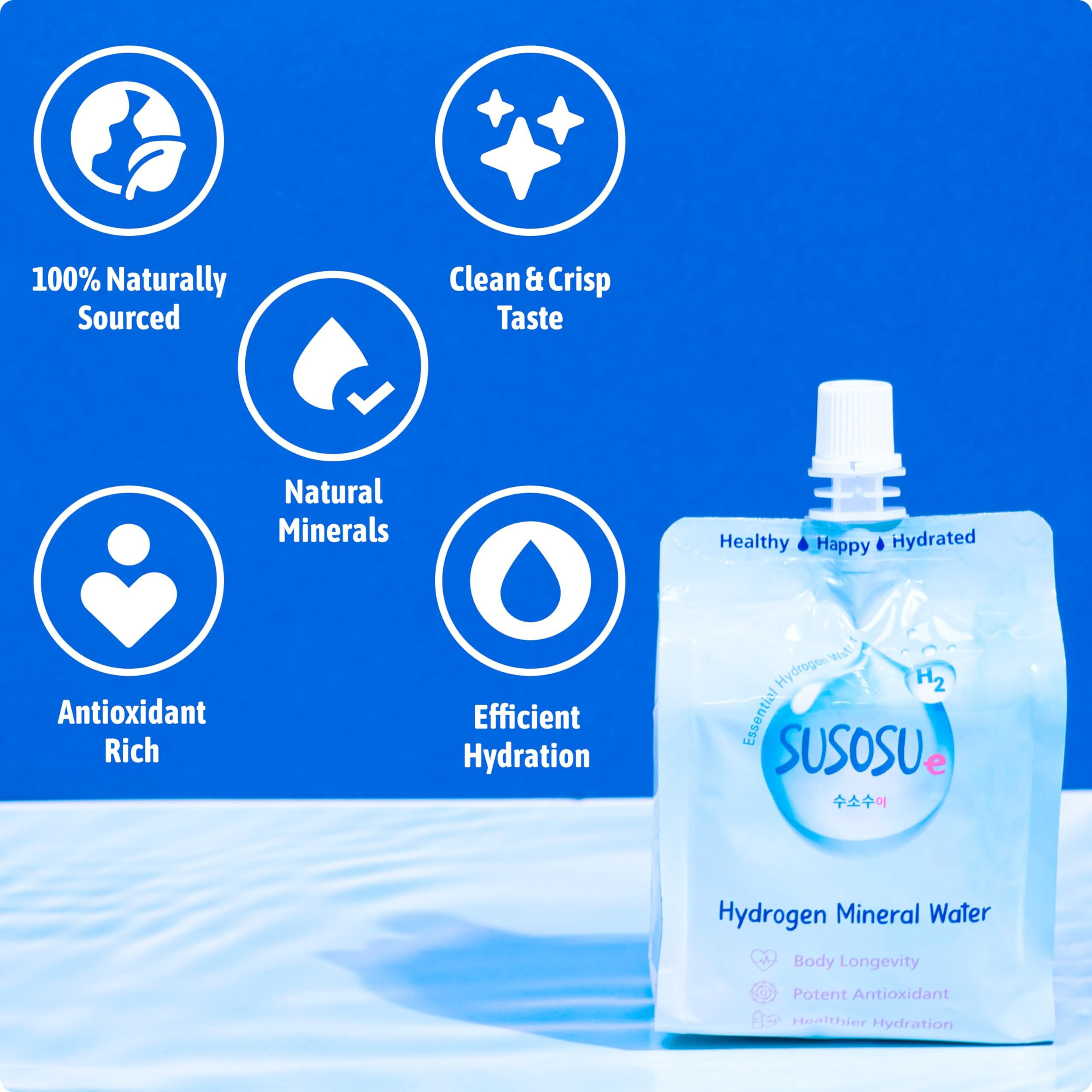 Susosu Hydrogen Water, Naturally Sourced Mineral Water From South Korea For Enhanced Hydration & Antioxidant Benefits - Clean, Smooth Tasting, Non-Sparkling (10.5 Fl Oz (Pack Of 20))