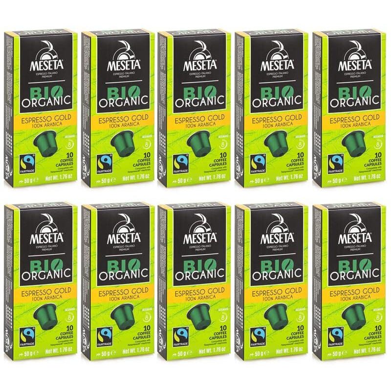 Nespresso Compatible Meseta Coffee Capsules . 100 Capsules Of Gourmet Organic(European Certified) 100% Arabica Coffee Espresso Compatible With Nespresso Machine