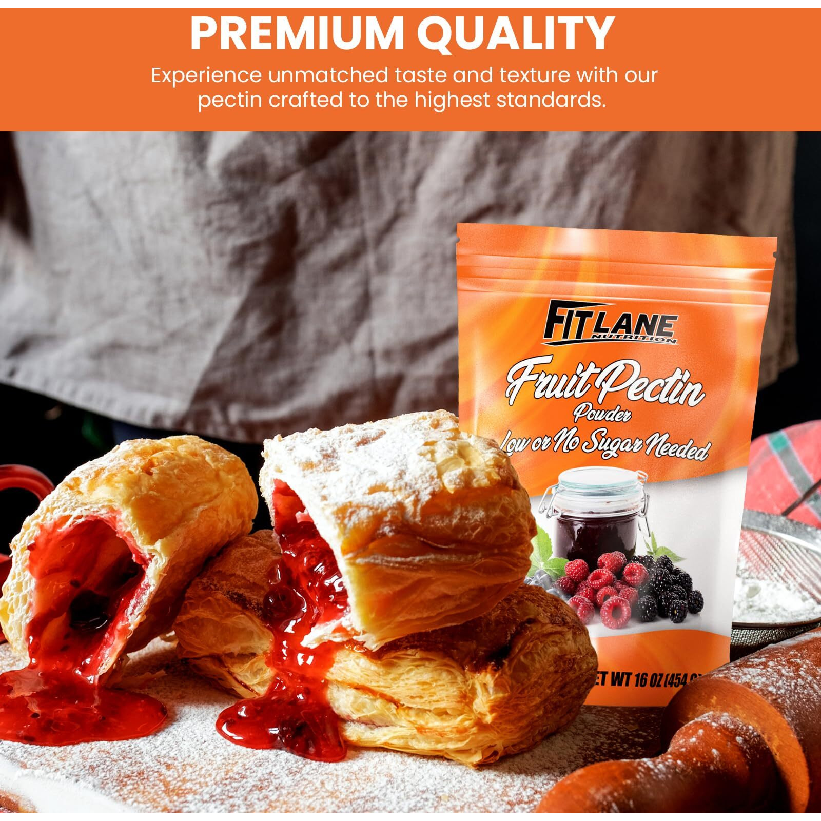 Low Sugar Pectin For Canning Jam And Jellies. Natural, Vegan And Non-Gmo. Premium Bulk Fruit Pectin For Jam Powder. 1 Lb (16 Oz) Value Size Bag By Fit Lane Nutrition