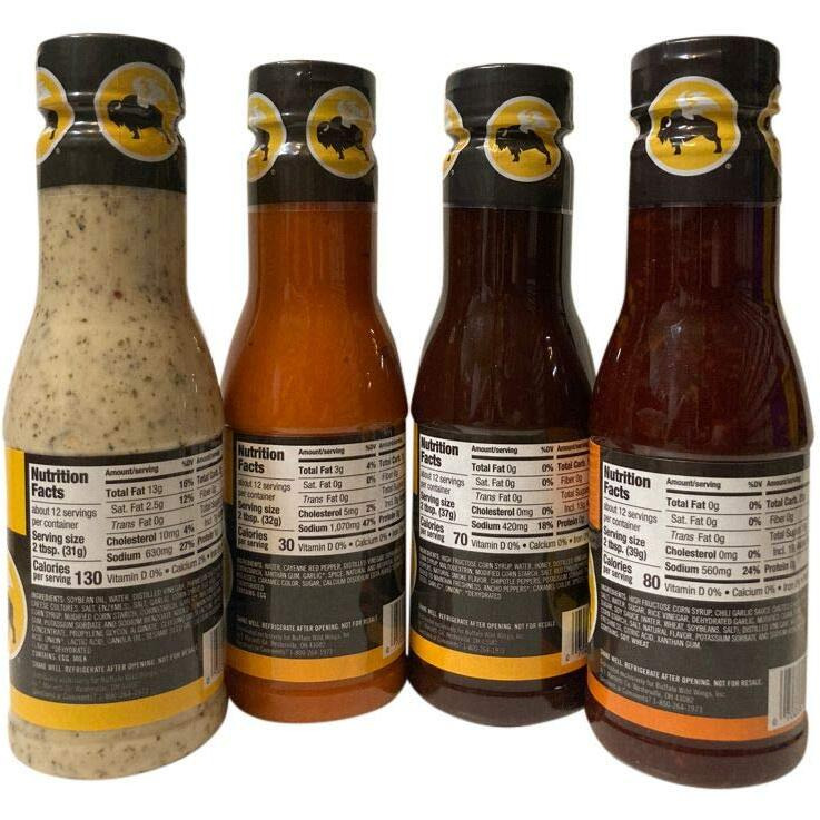 Buffalo Wild Wings Milder Variety Bundle Parmesan Garlic, Medium, Honey Bbq, Asian Zing 12 Ounces Each