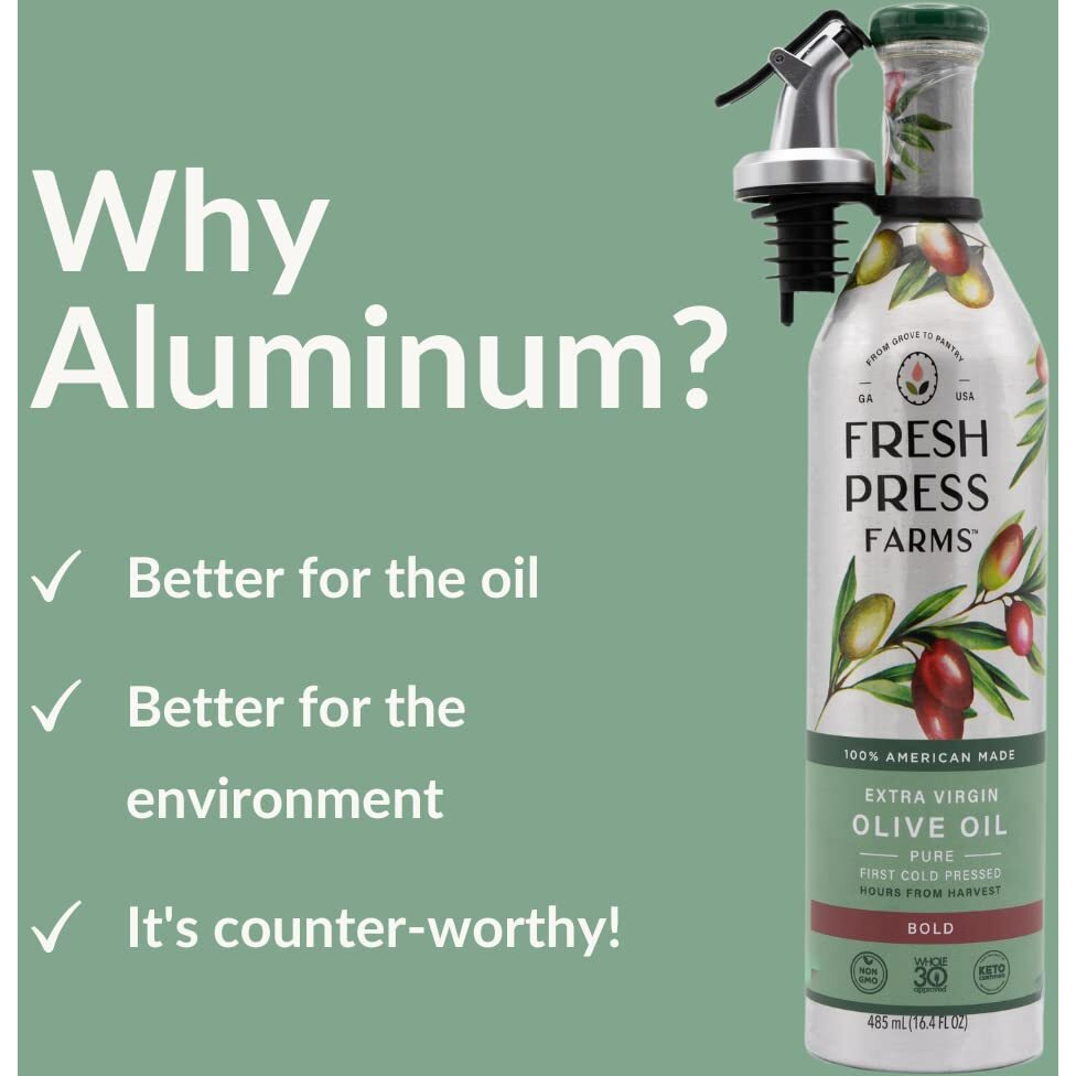 Fresh Press Farms Cold Pressed Classic Extra Virgin Olive Oil, 16.4 Fl Oz (Pack Of 2), Georgia Grown, 100% American Made, Unrefined, Certified Whole30, Non-Gmo, Keto, Paleo, Gluten Free