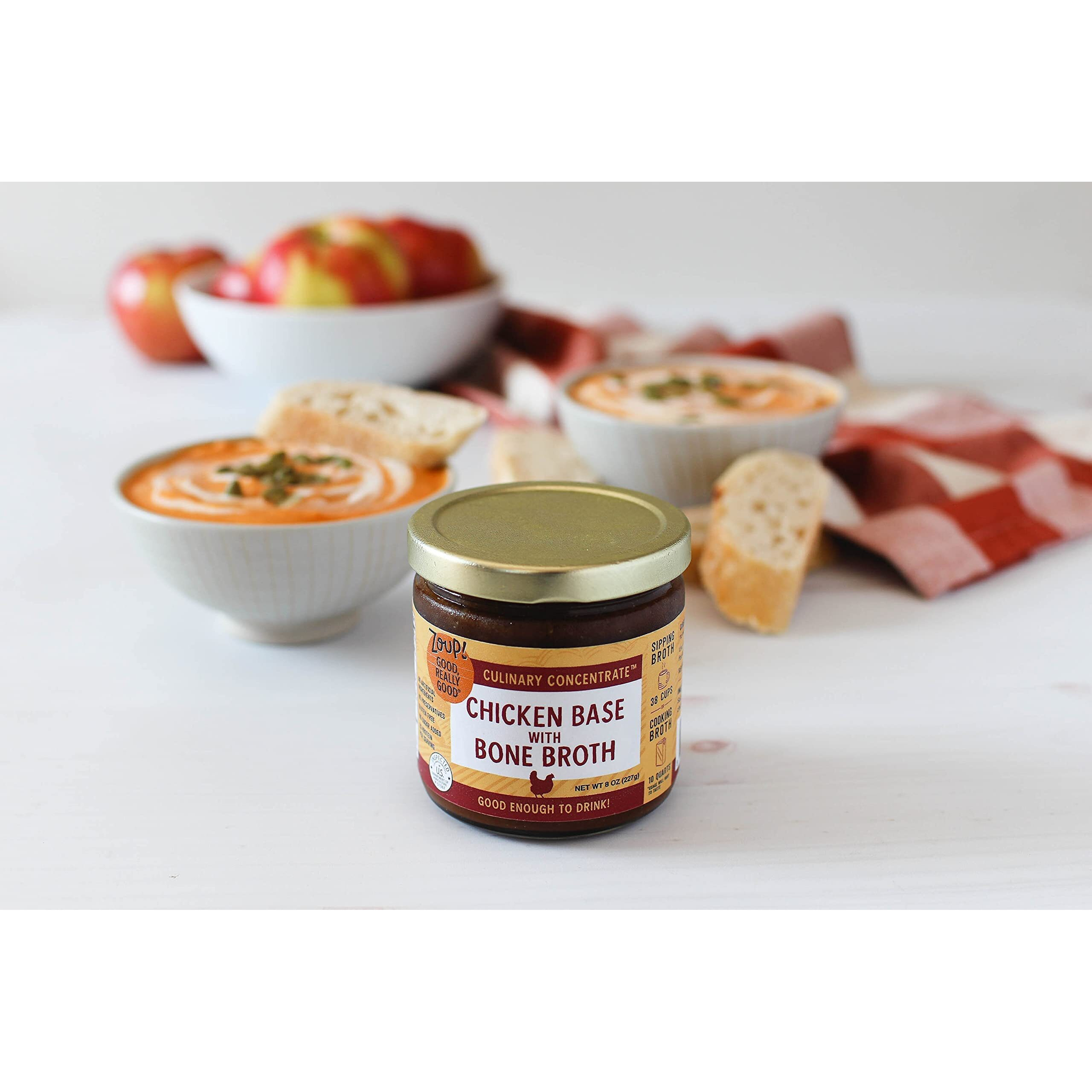 Zoup Good, Really Good Chicken Bone Broth Culinary Concentrate - Keto-Friendly, Gluten Free, Sugar Free, Non-Gmo - Great For Stock, Bouillon, Soup Base Or In Gravy - 6-Pack (8 Oz)