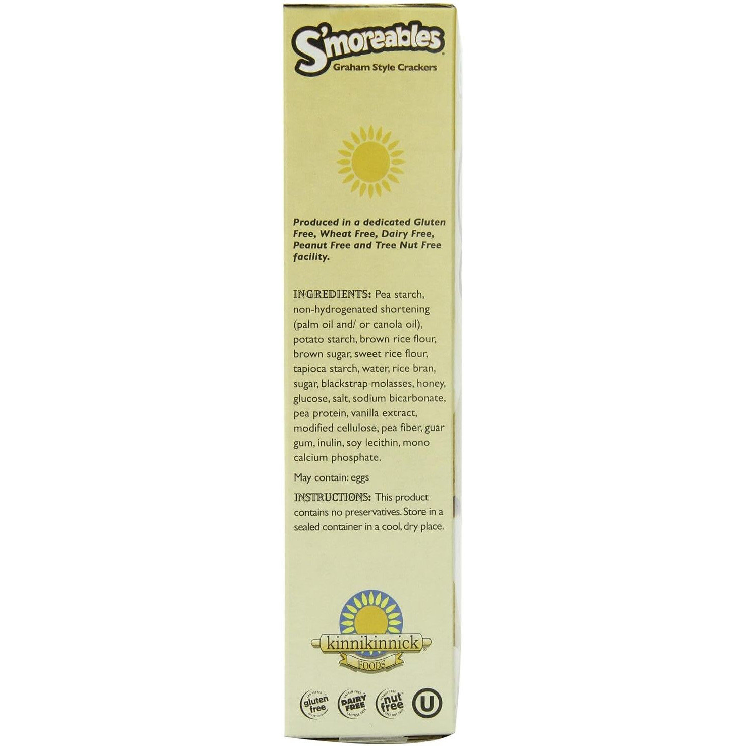 Kinnikinnick - S'Moreables Graham Style Crackers - Gluten Free, Allergy Friendly Vegan Graham Crackers - 8 Oz. Box