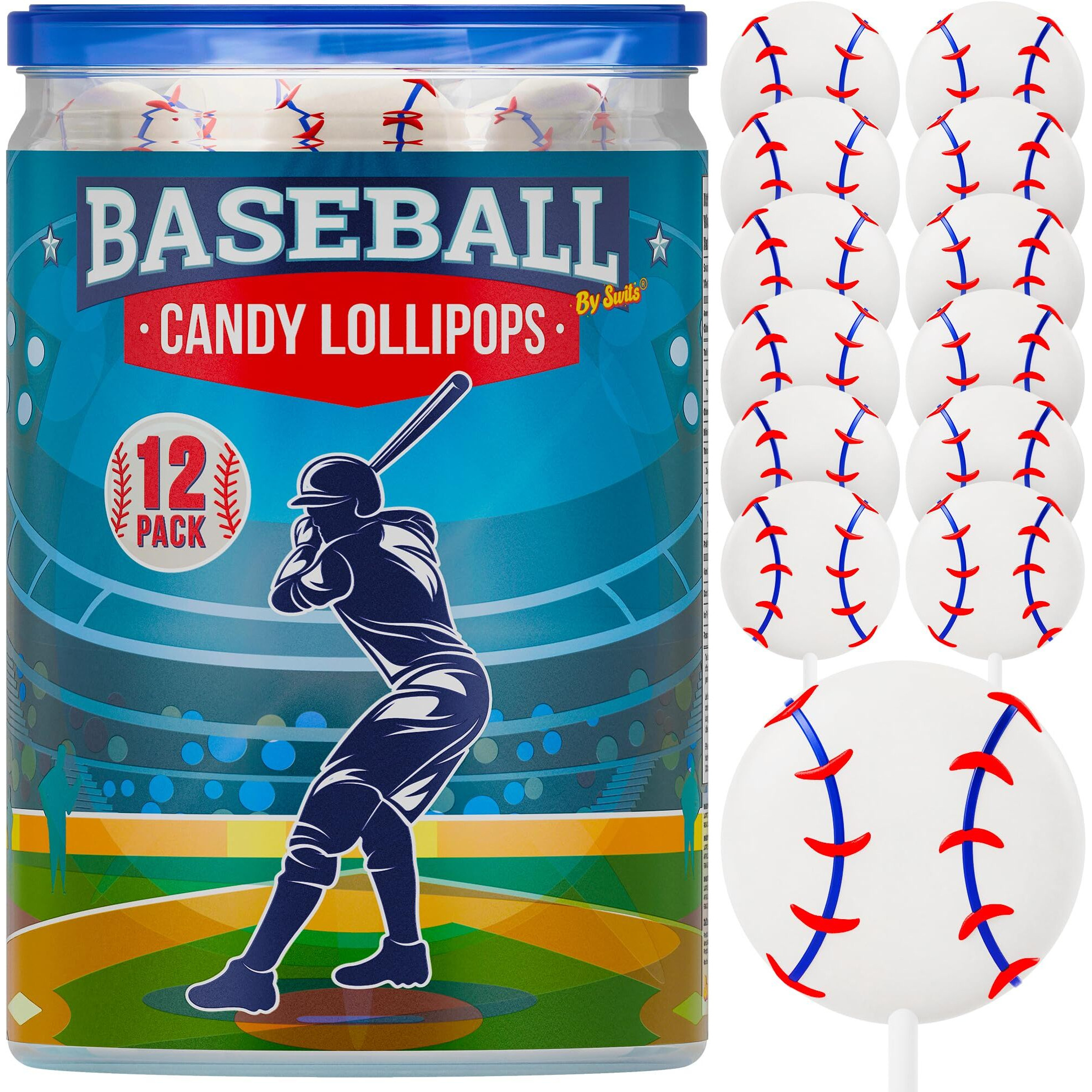 Baseball Lollipops 12Pk- Baseball Sucker Lollipops Baseball Candy As Baseball Party Favors & Baseball Goodie Bags - Baseball Snacks,Baseball Favors