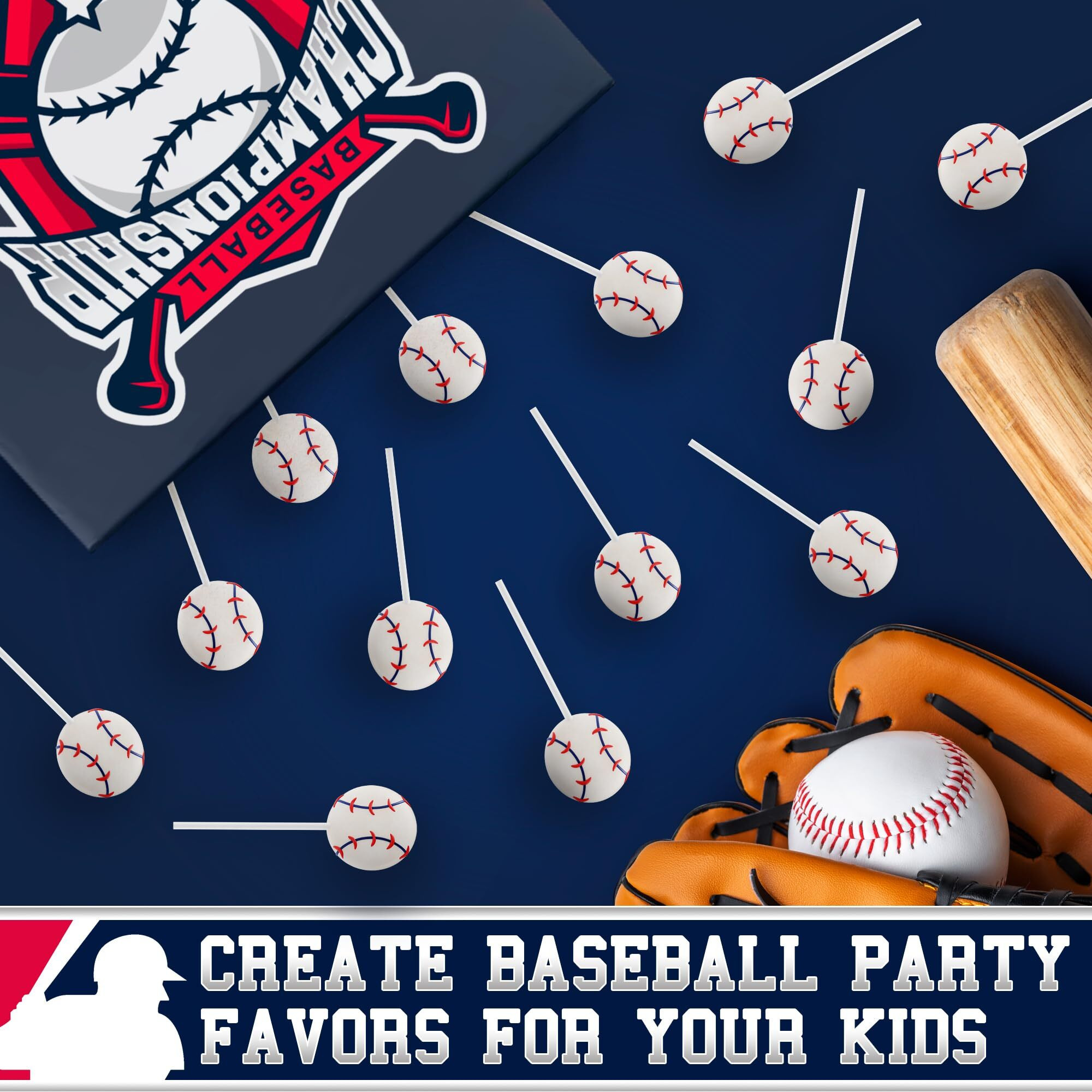Baseball Lollipops 12Pk- Baseball Sucker Lollipops Baseball Candy As Baseball Party Favors & Baseball Goodie Bags - Baseball Snacks,Baseball Favors