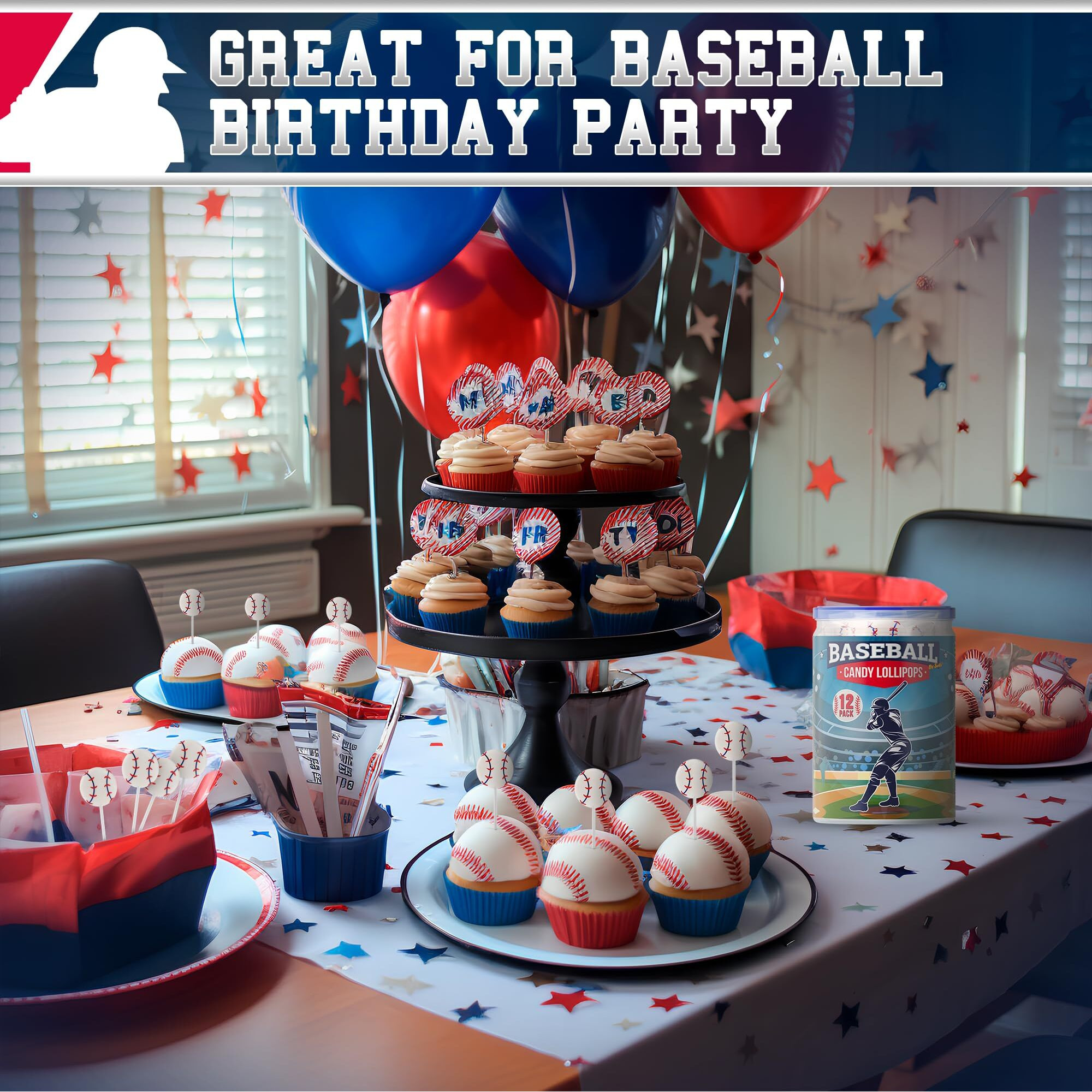 Baseball Lollipops 12Pk- Baseball Sucker Lollipops Baseball Candy As Baseball Party Favors & Baseball Goodie Bags - Baseball Snacks,Baseball Favors